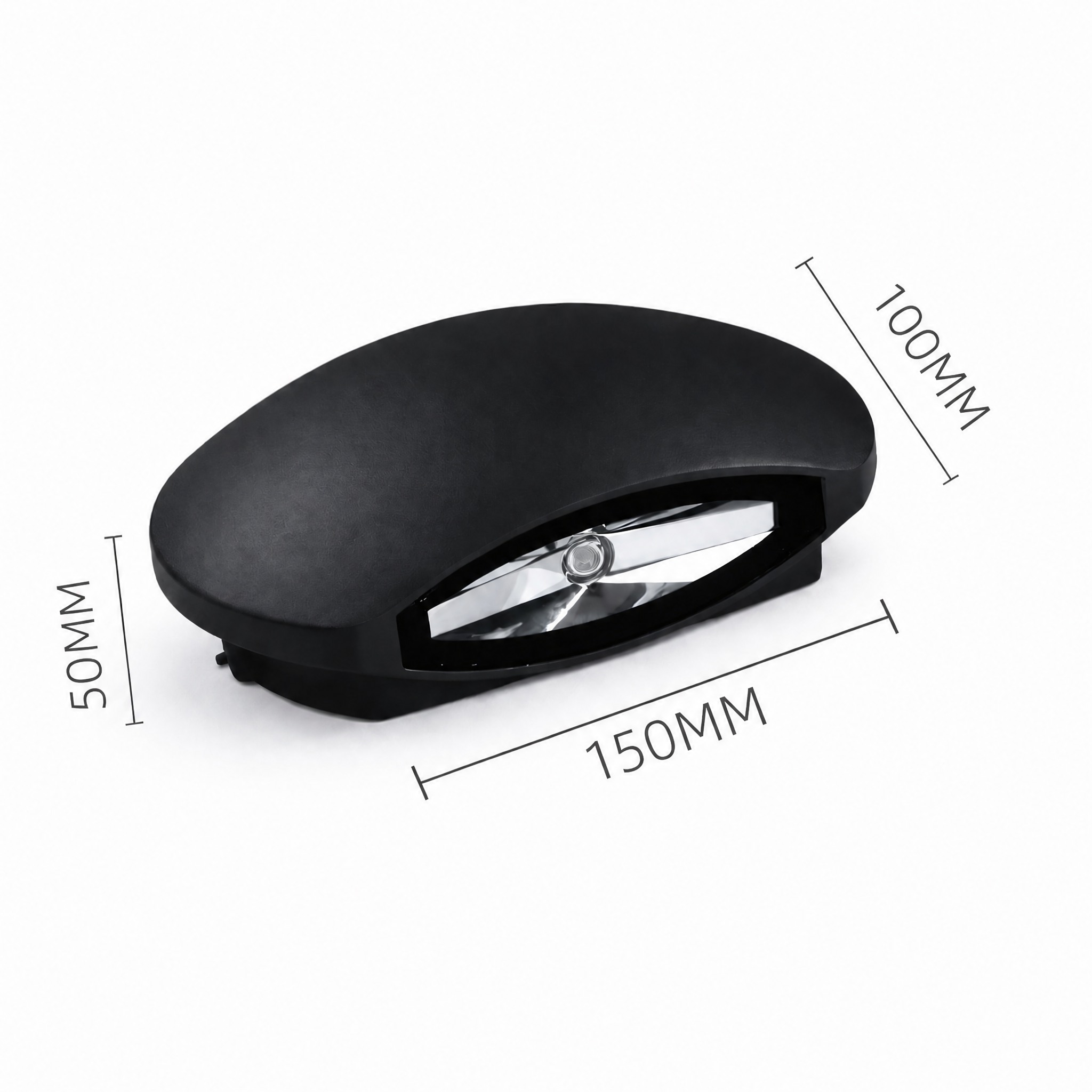 Applique Extérieure Ronde 150 x 100 x 50 mm coque noire et réflecteur chromé