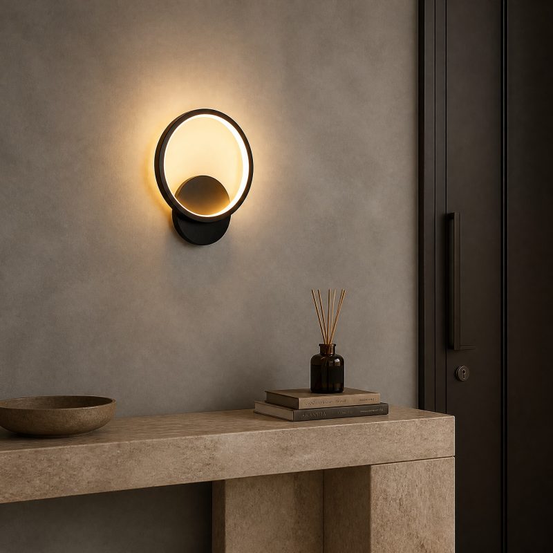 Applique Murale Cercle Rond Noir
