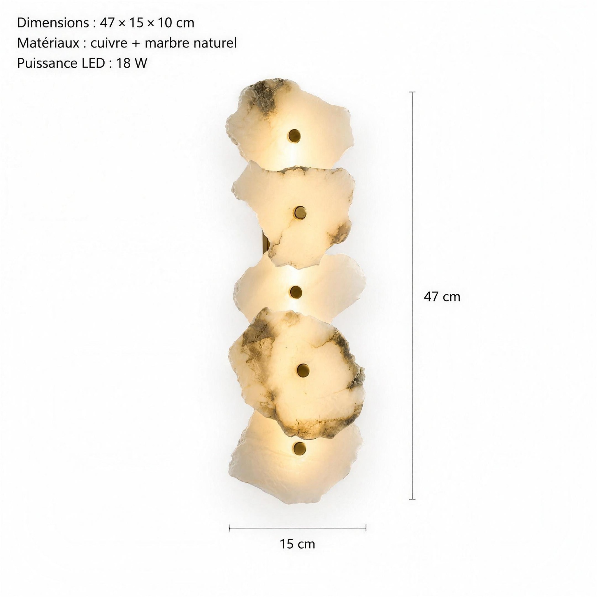 Applique Murale en Marbre 47 x 15 x 10 cm LED 18 W cinq disques de marbre