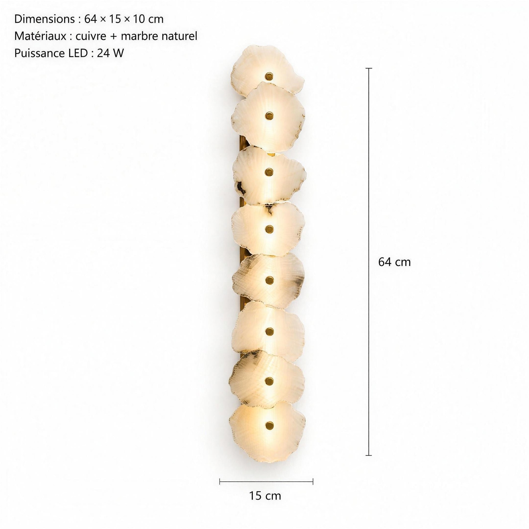 Applique Murale en Marbre 64 x 15 x 10 cm LED 24 W sept disques de marbre