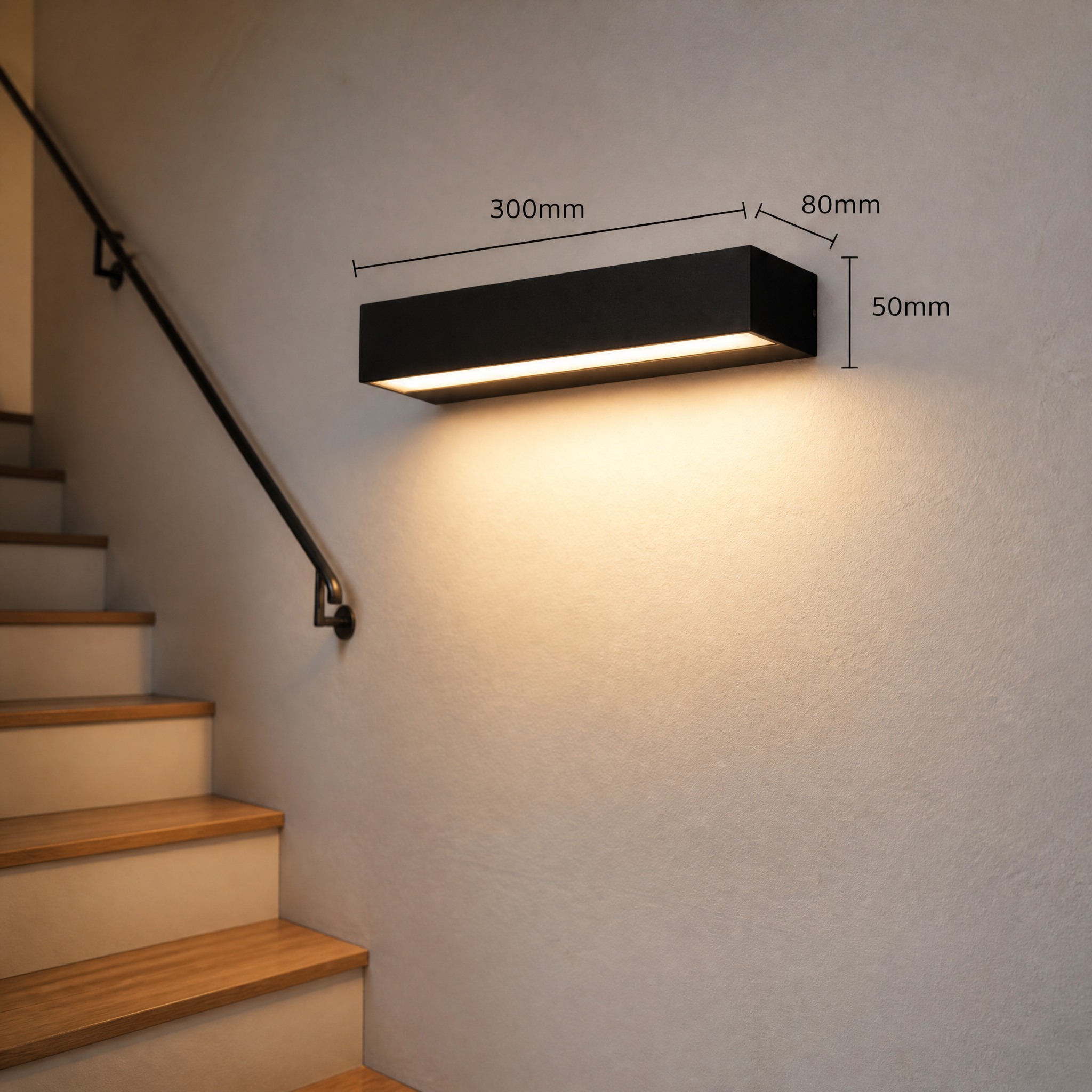 Applique Murale Noire LED 30cm