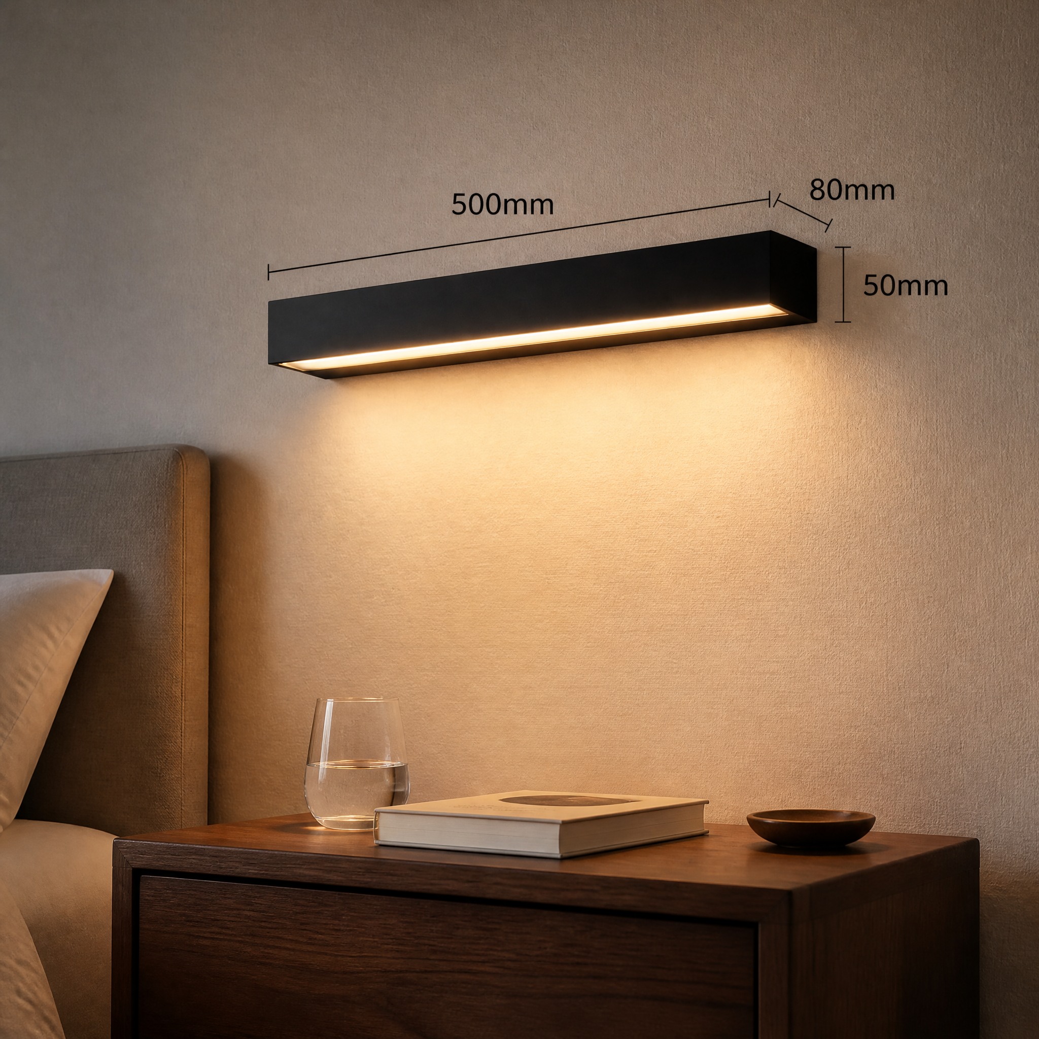 Applique Murale Noire LED 50cm