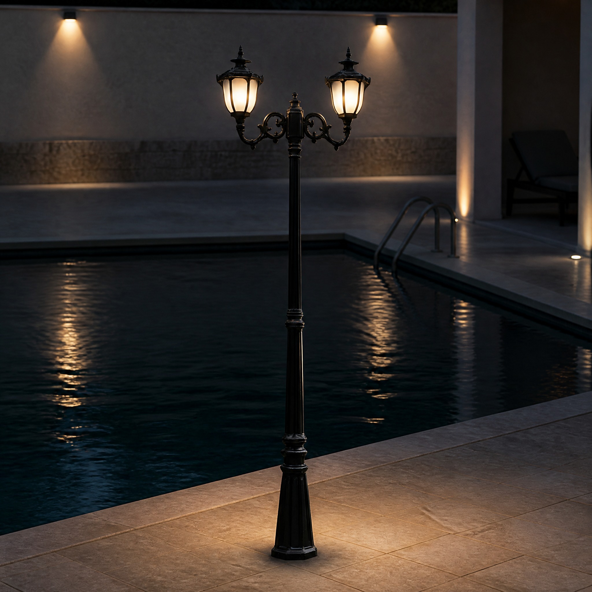 Lampadaire Extérieur Double lampadaire extérieur à deux têtes