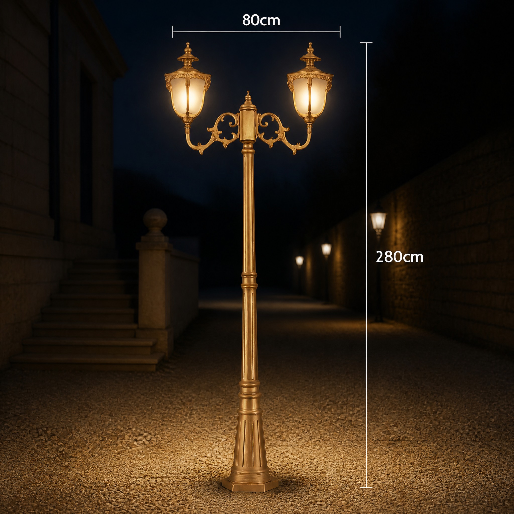 Lampadaire Extérieur Double 2 têtes Bronze