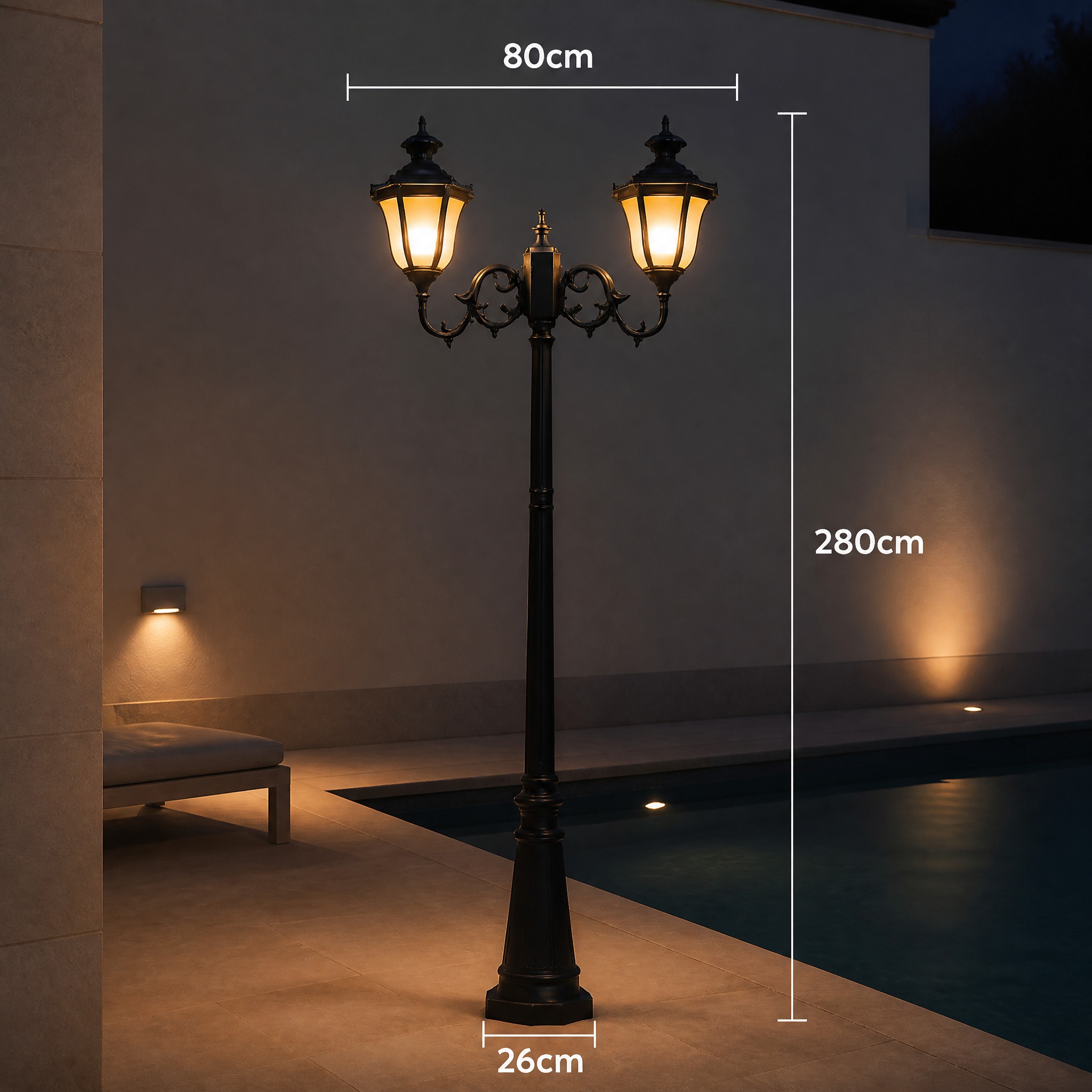 Lampadaire Extérieur Double pour entrée