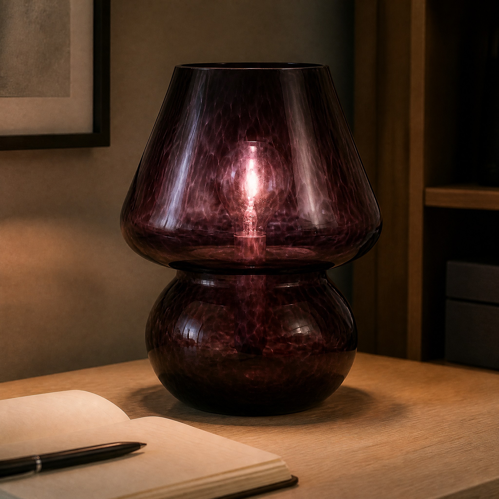 Lampe Champignon en Verre L