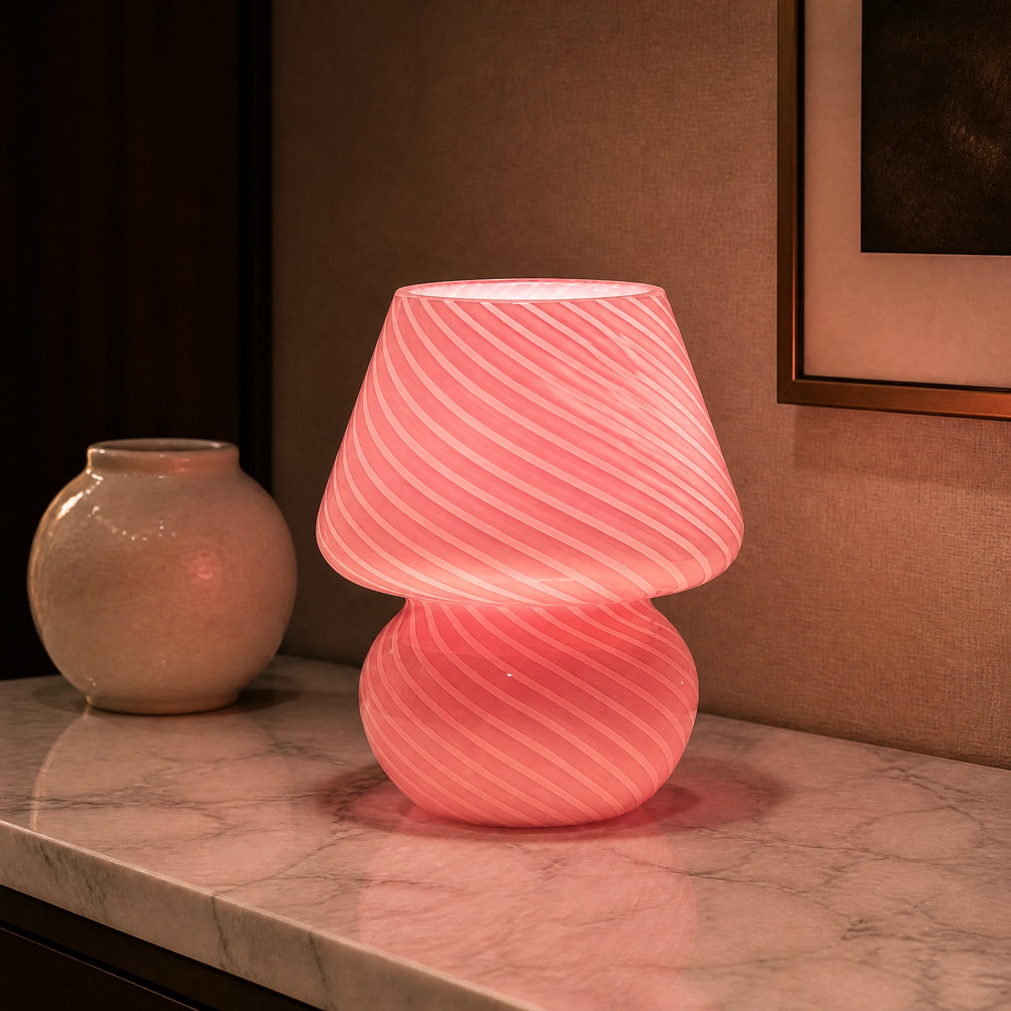 Lampe Champignon en Verre D