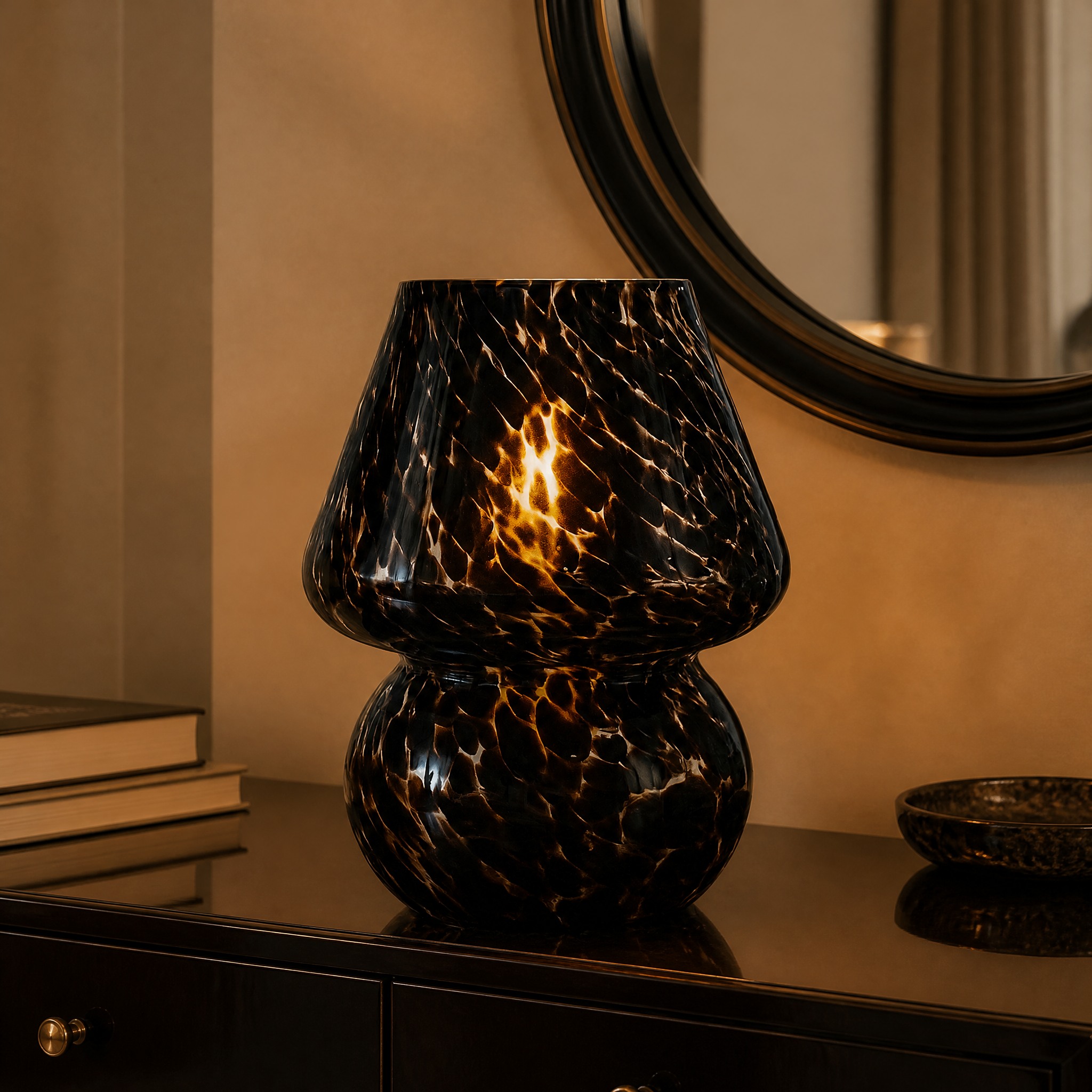 Lampe Champignon en Verre H