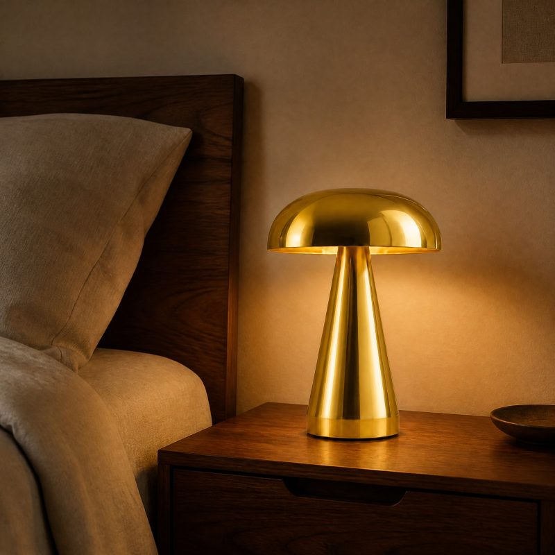 Lampe Champignon Noire Or