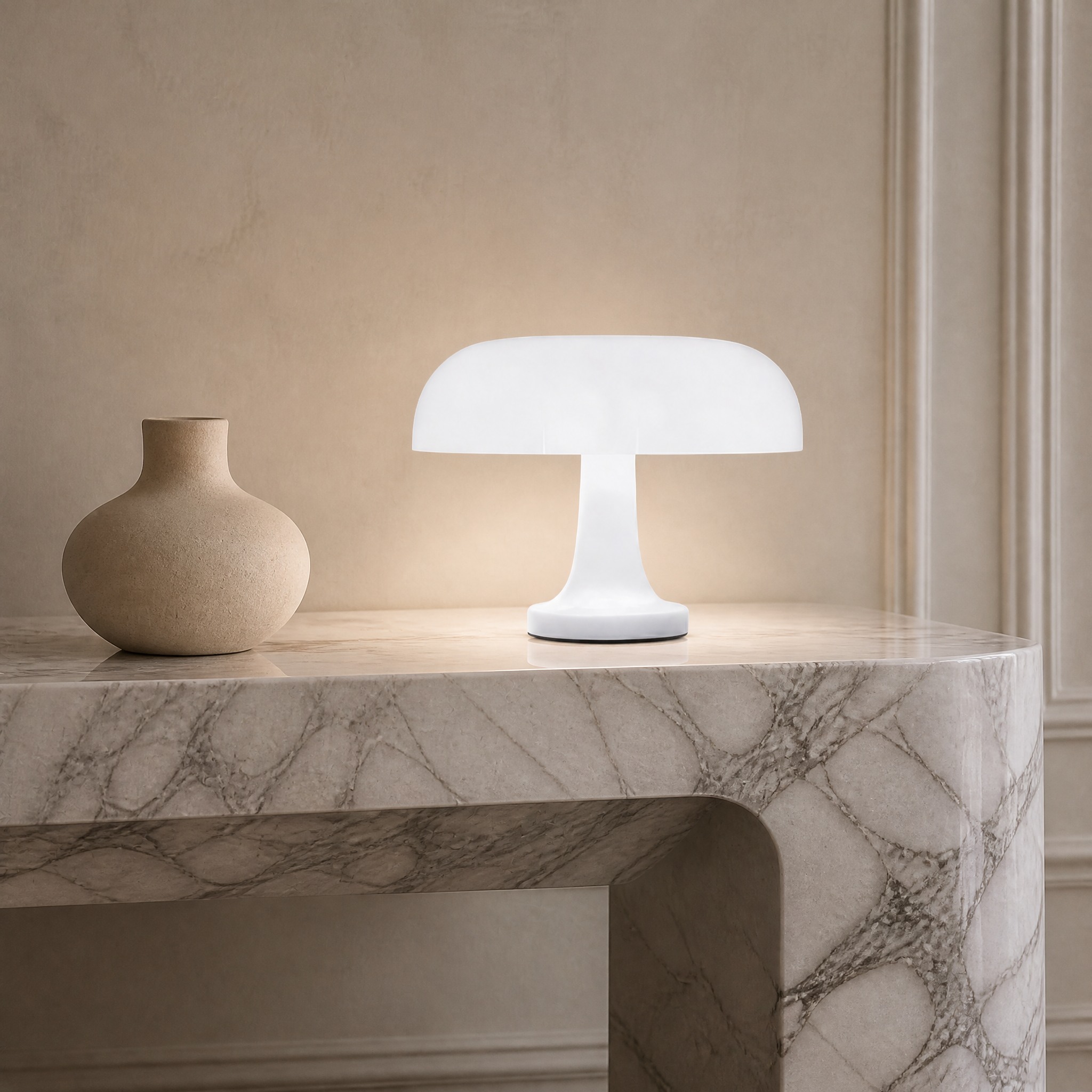 Lampe Champignon Orange Blanc