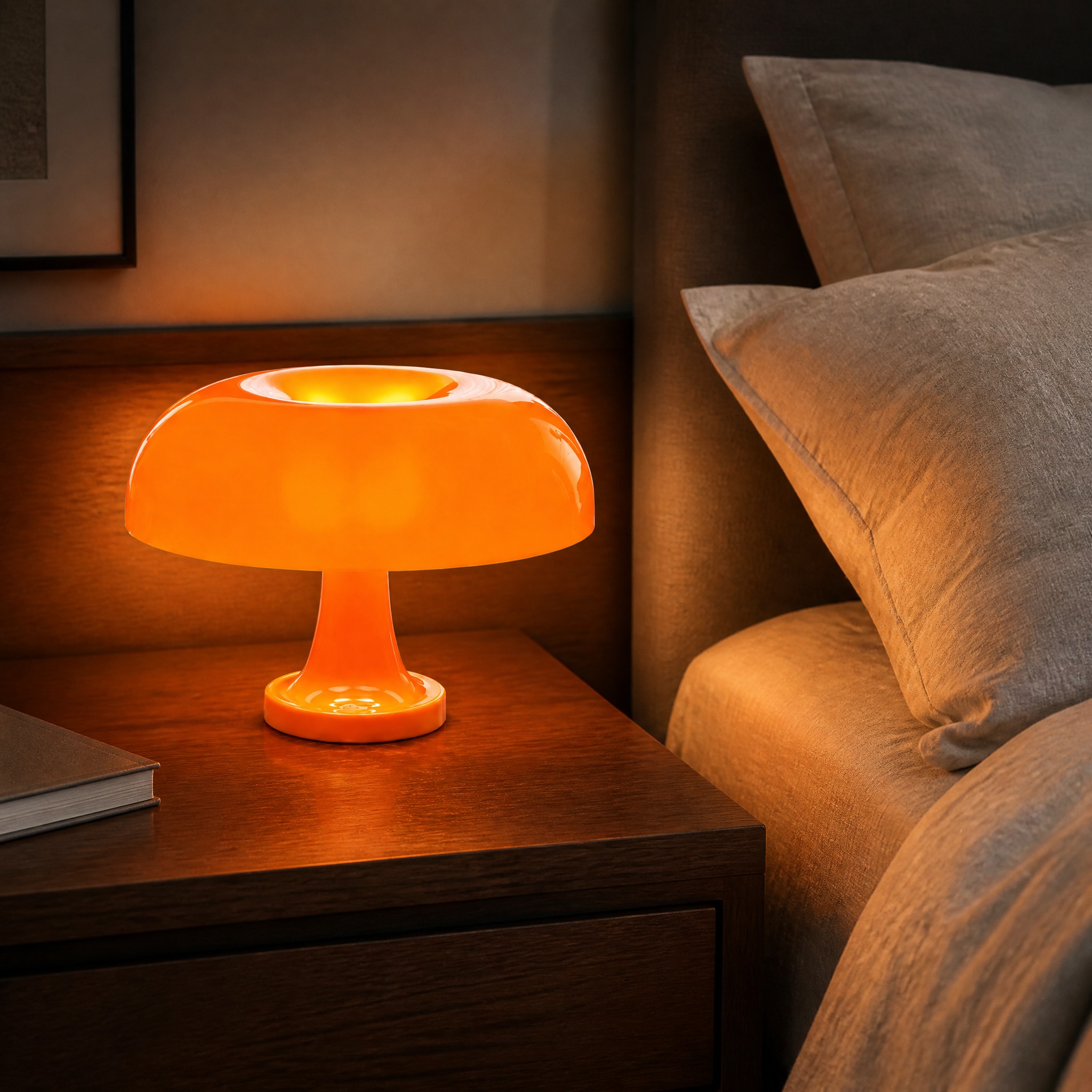 Lampe Champignon Orange pour table de nuit