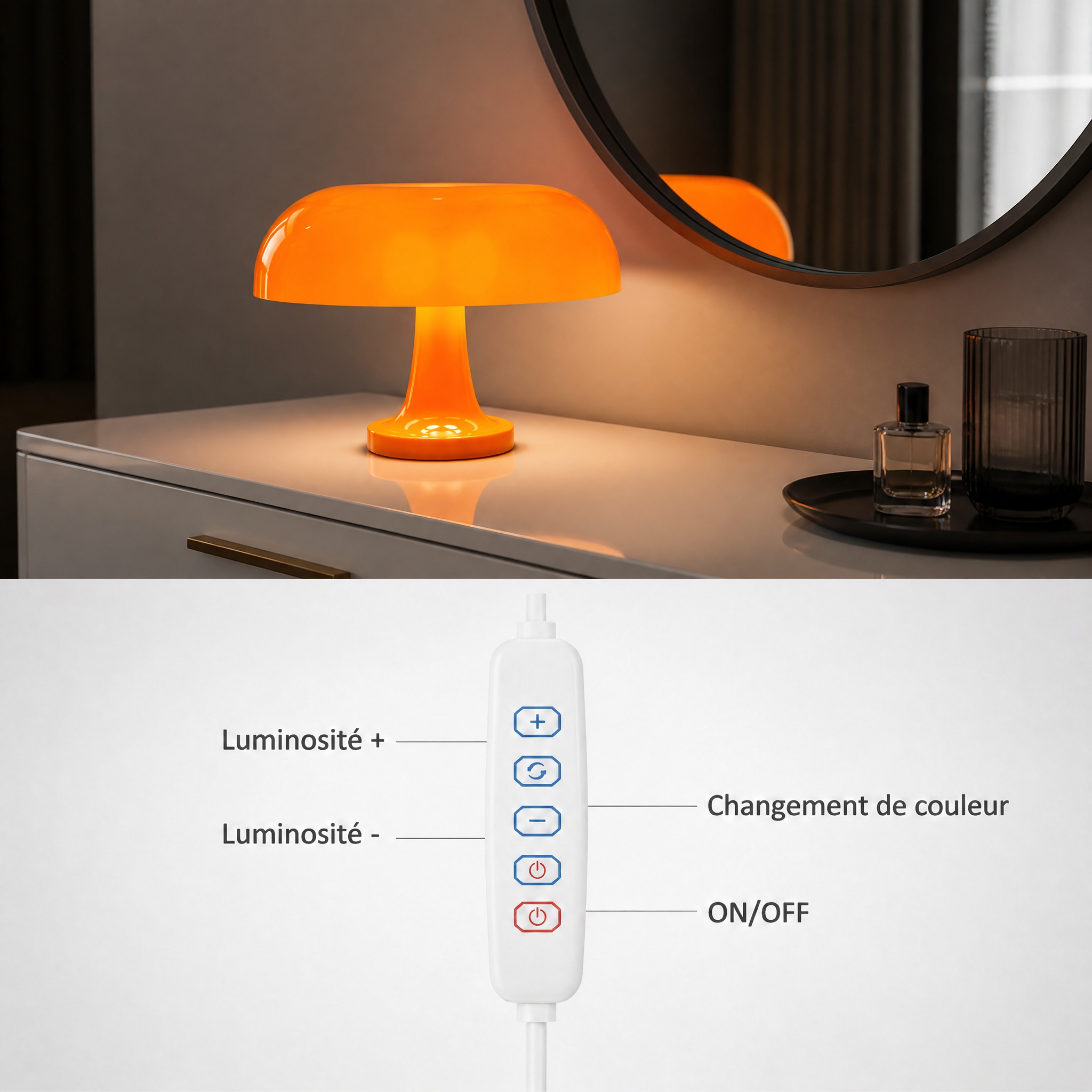 Lampe Champignon Orange pour salon