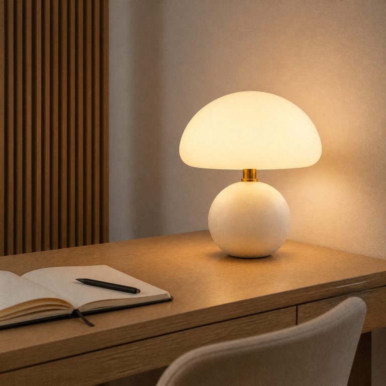 Lampe Champignon Rose Blanc