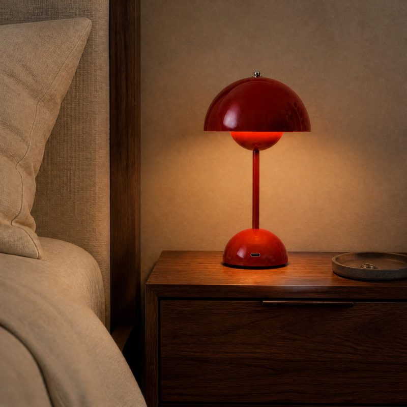 Lampe Champignon Sans Fil Rouge
