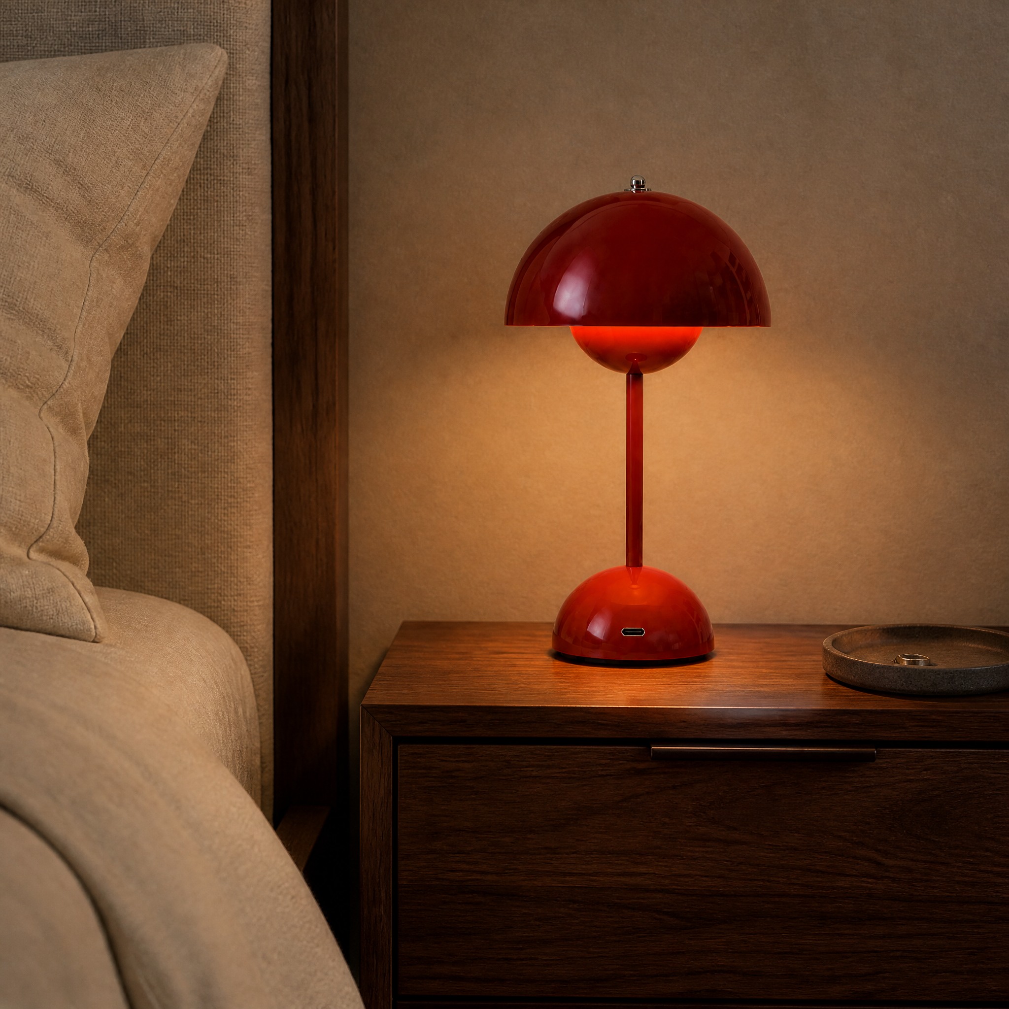 Lampe Champignon Sans Fil Rouge