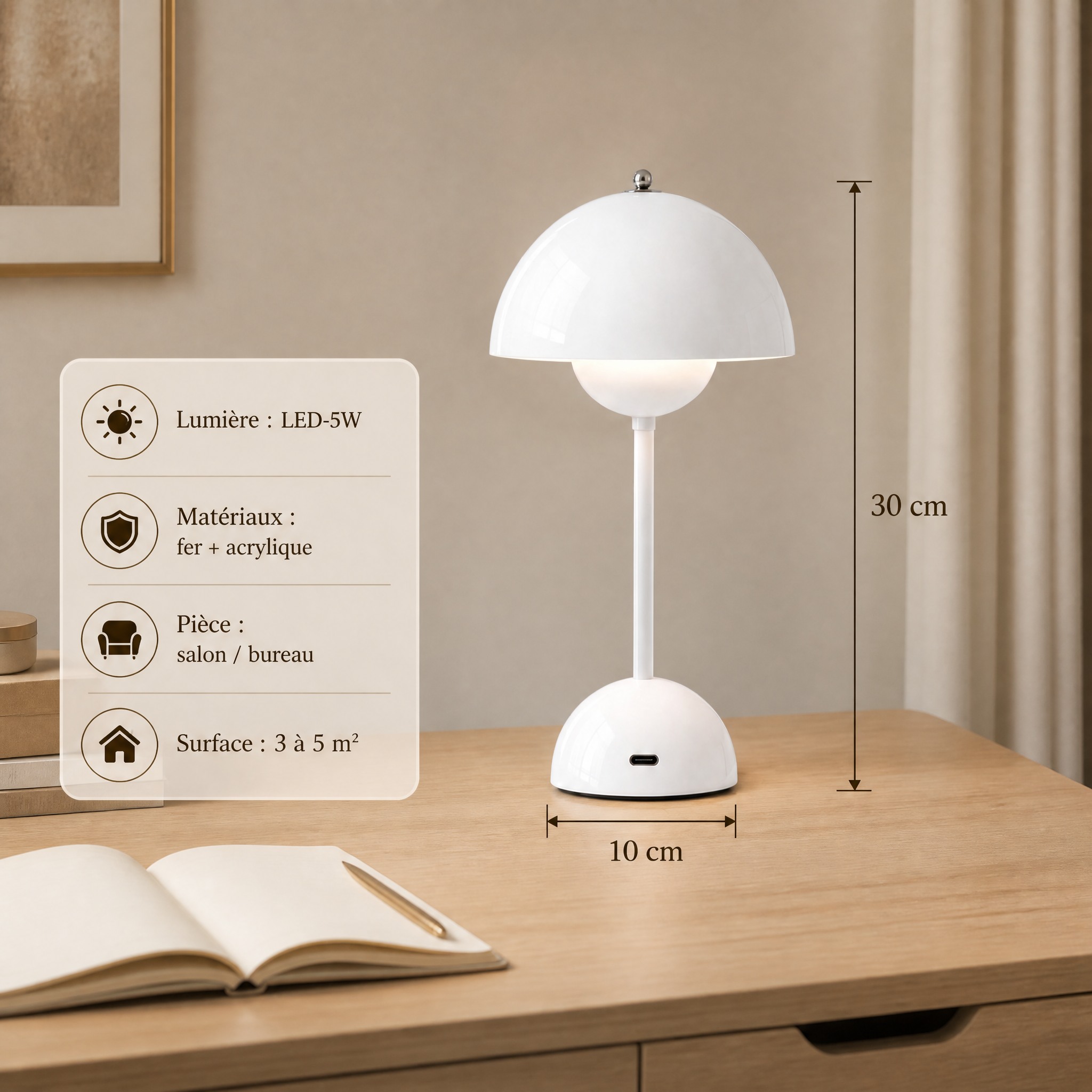 Lampe Champignon Sans Fil pour table de nuit