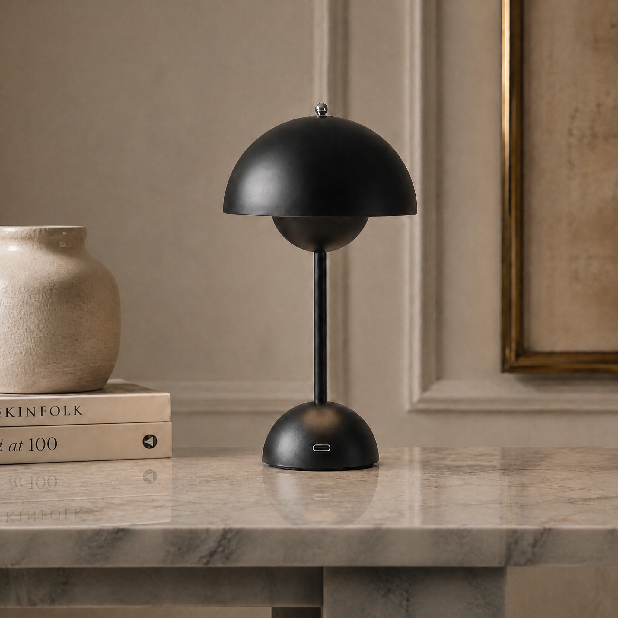 Lampe Champignon Sans Fil Noir