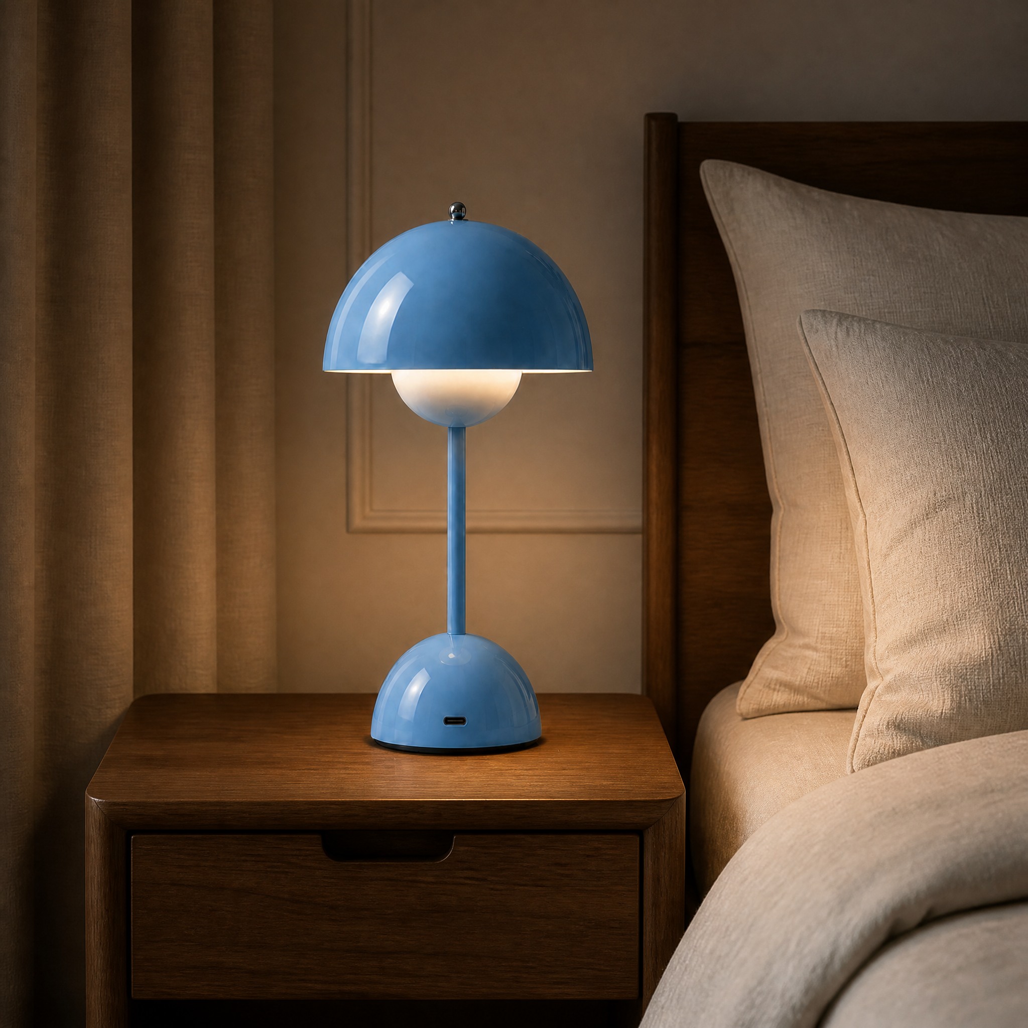 Lampe Champignon Sans Fil Bleu