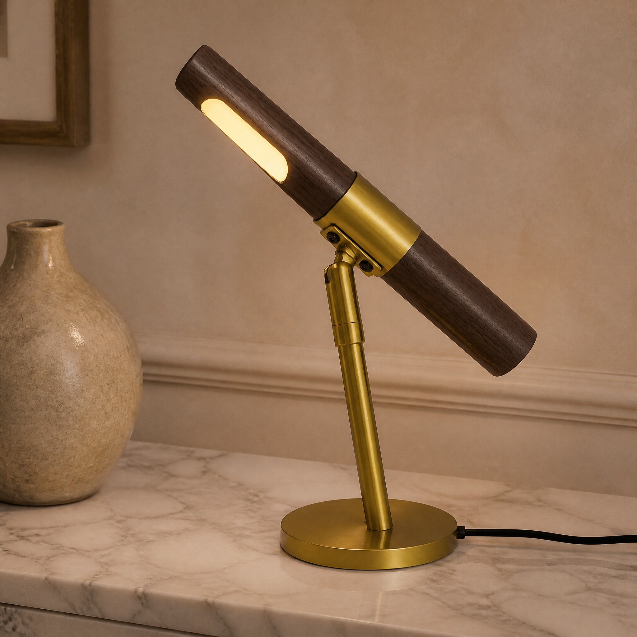 Lampe de Bureau Bois métal, polycarbonate et finition effet bois