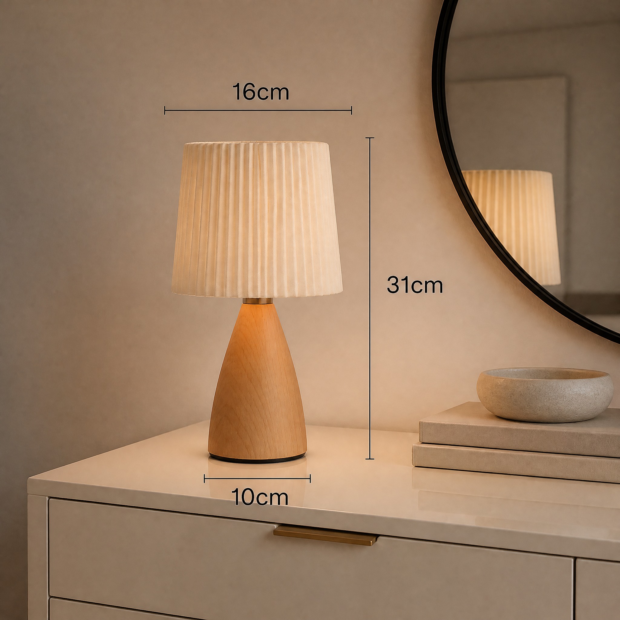 Lampe de Chevet Bois lampe de table compacte sans fil