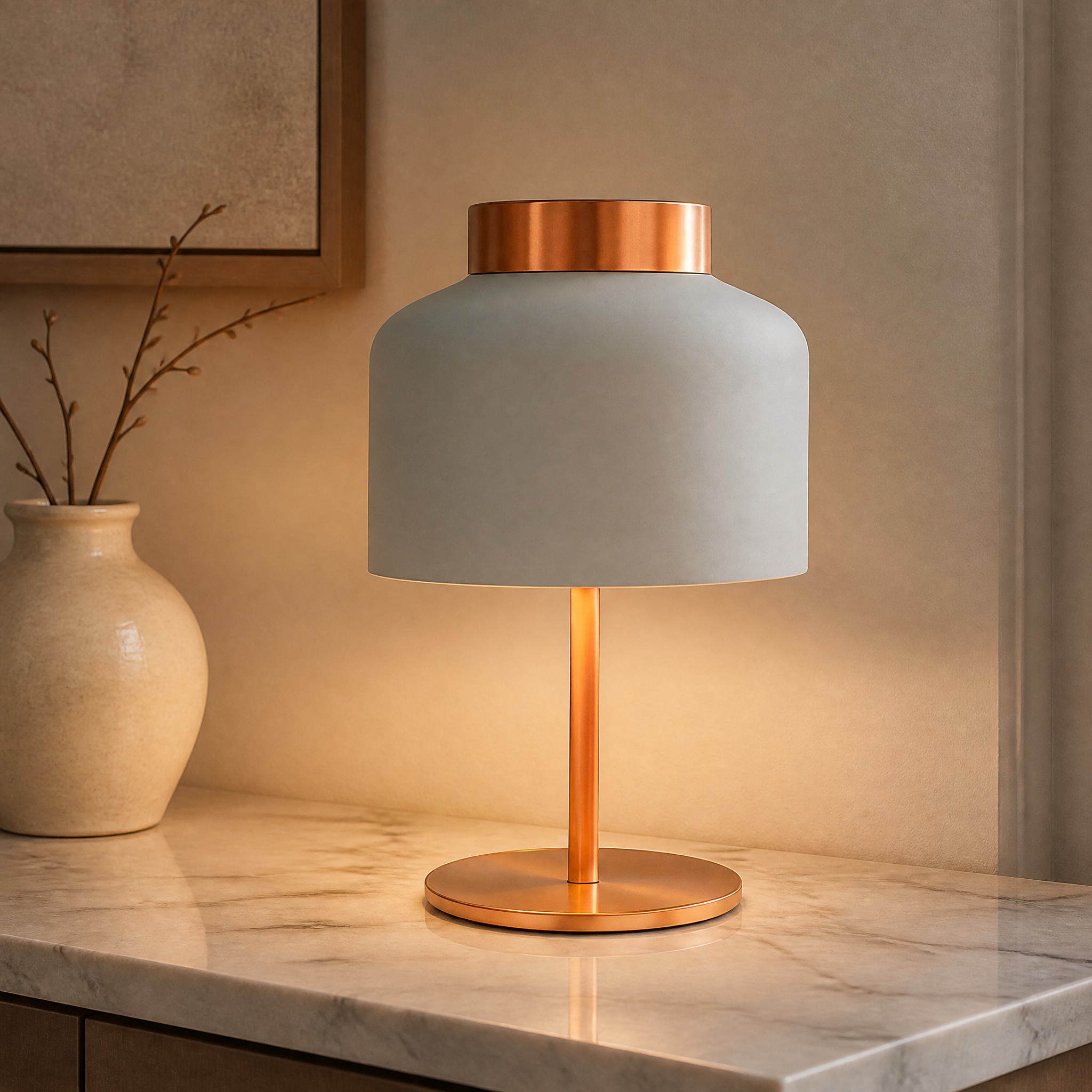 Lampe de Chevet Cuivre Blanc