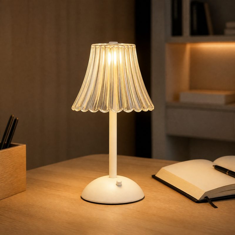 Lampe de Chevet en Verre Blanc