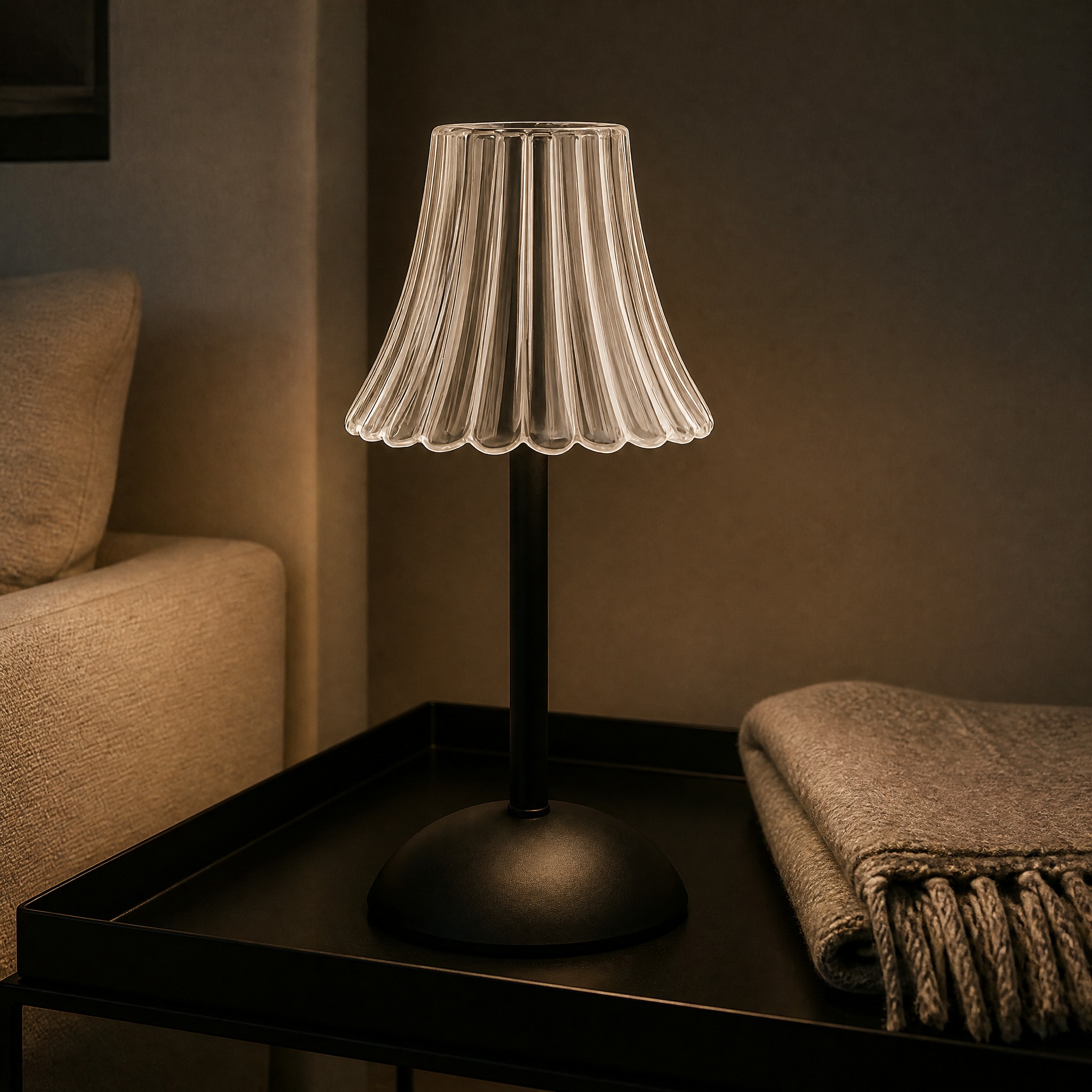 Lampe de Chevet en Verre Noir
