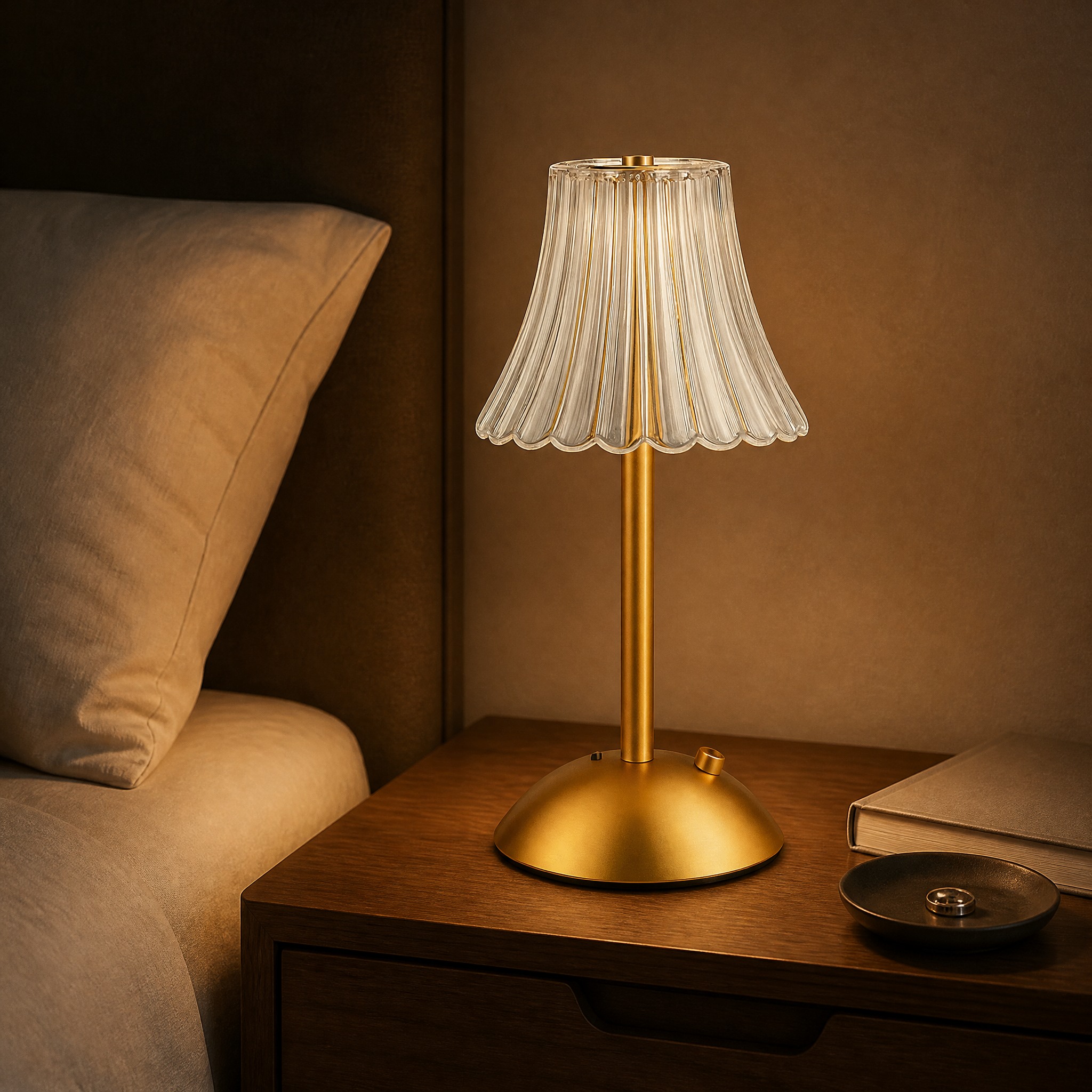 Lampe de Chevet en Verre Or