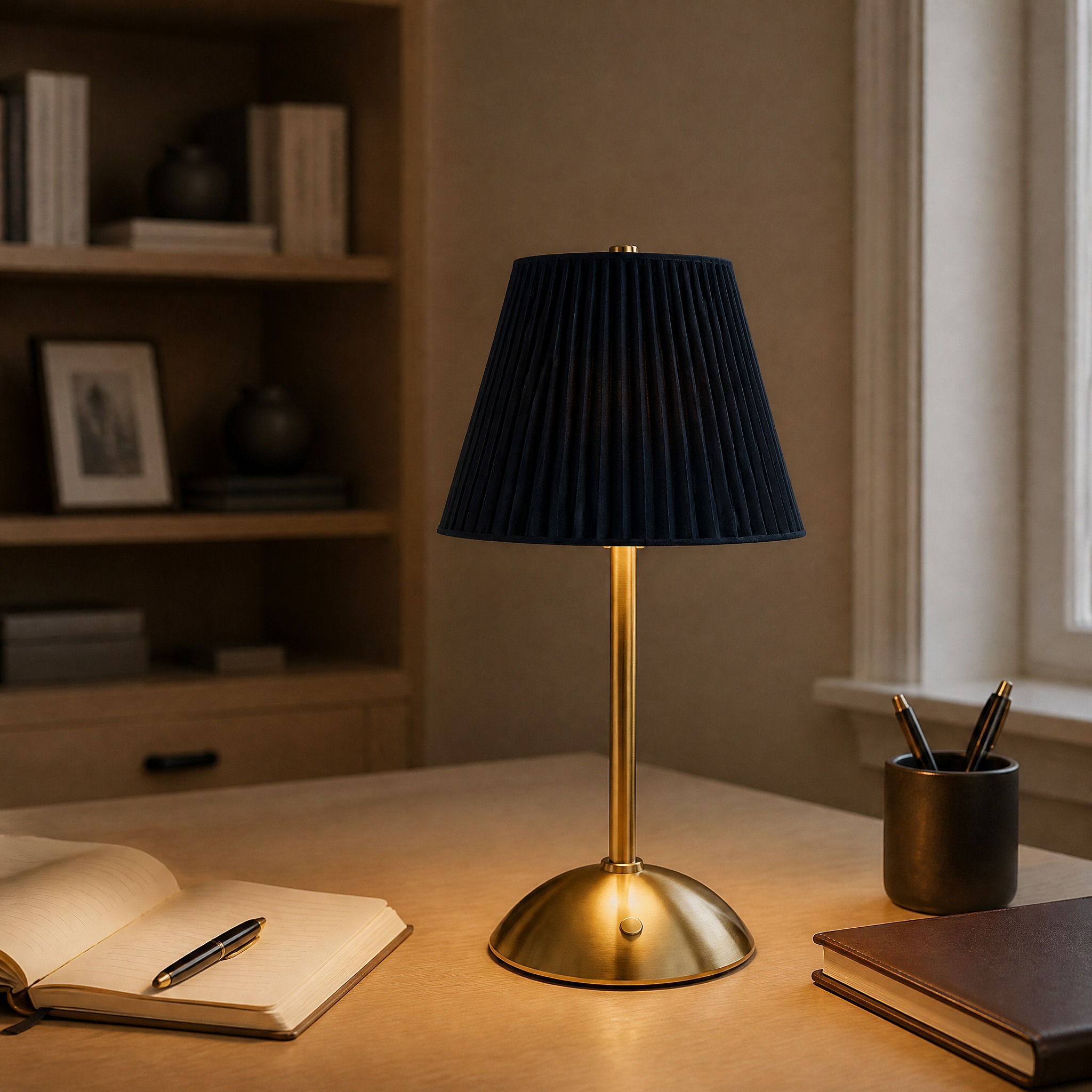 Lampe de Chevet Plissée Bleu Blanc chaud