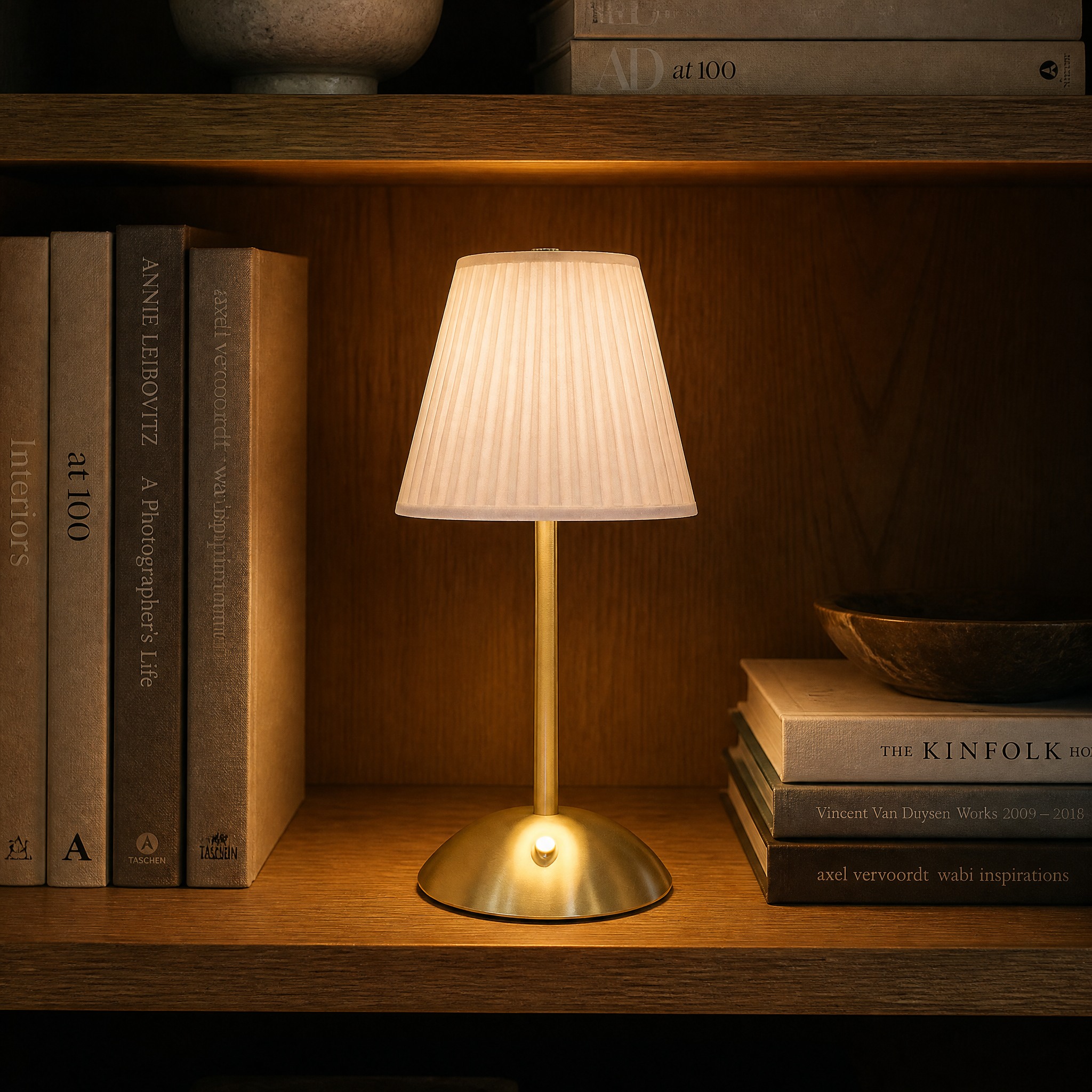 Lampe de Chevet Plissée Abricot Blanc chaud