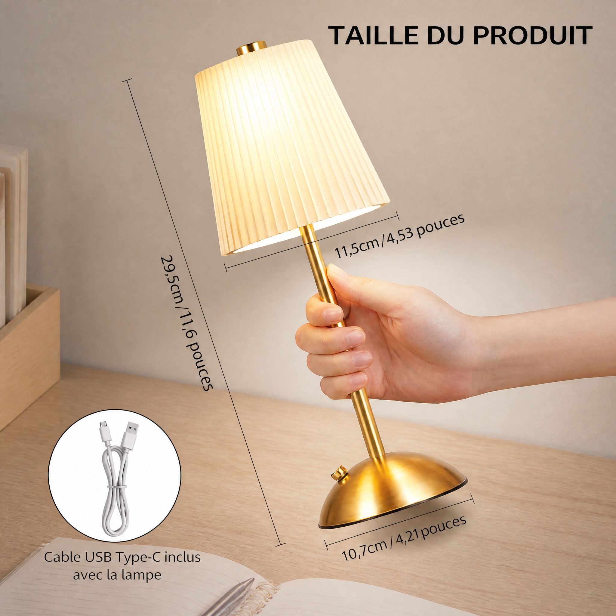 Lampe de Chevet Plissée pour table de nuit