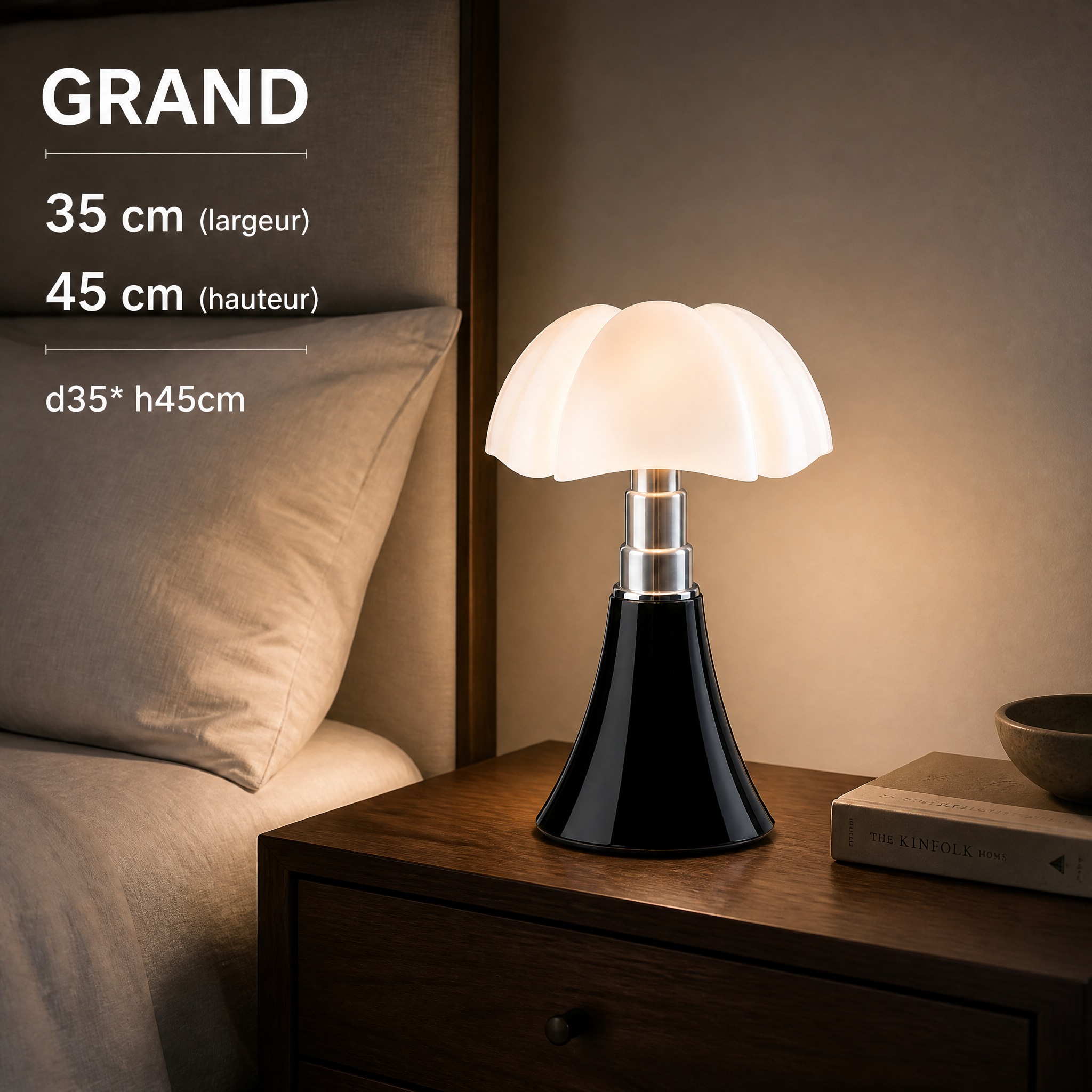 Lampe de Chevet Vintage dirigé vers le bas par l'abat-jour en dôme