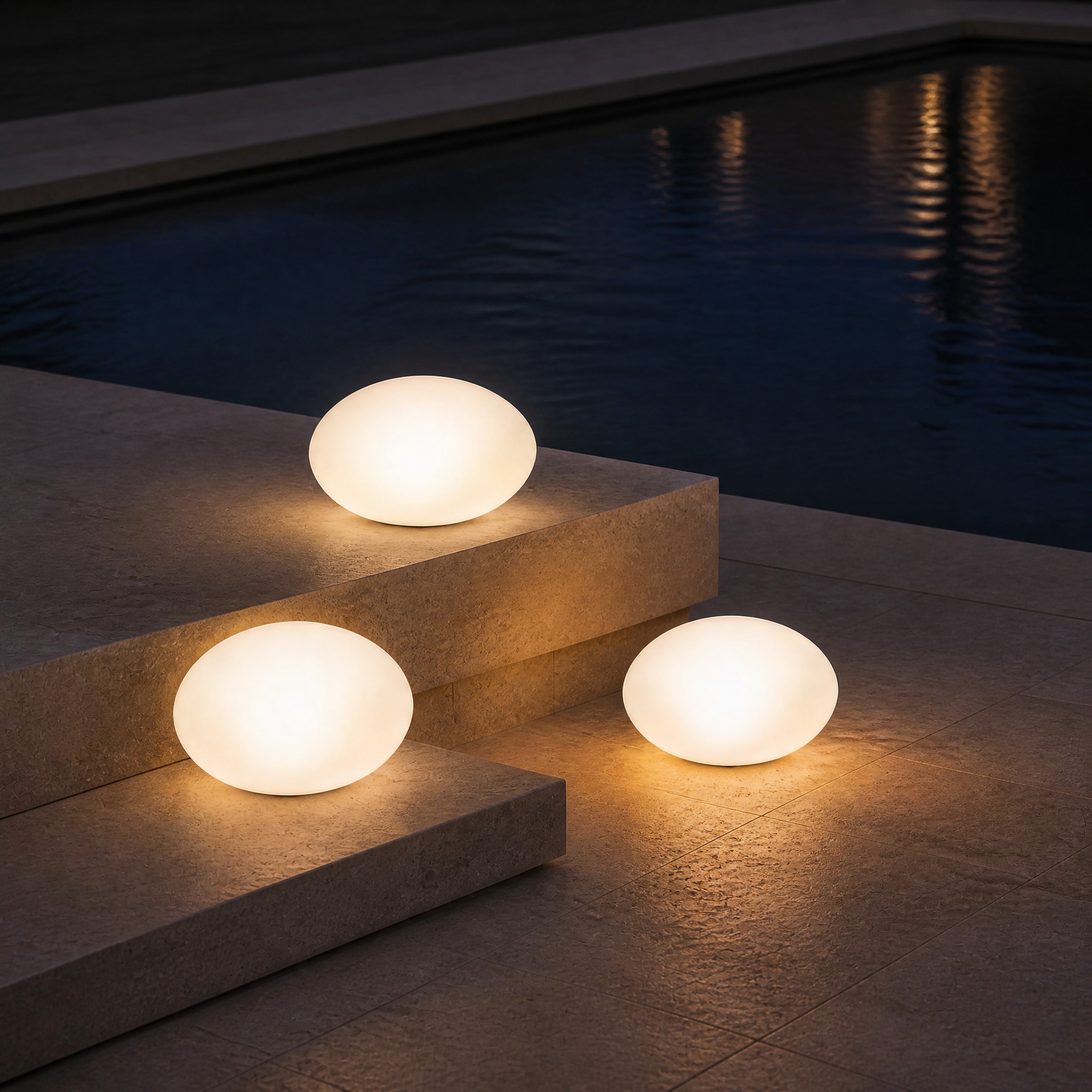 Lampe Solaire Galet 3 Lumière chaude