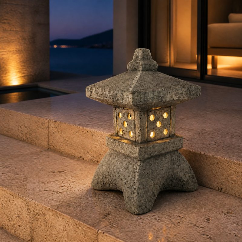 Lanterne Japonaise Solaire lanterne solaire décorative de jardin, style japonais