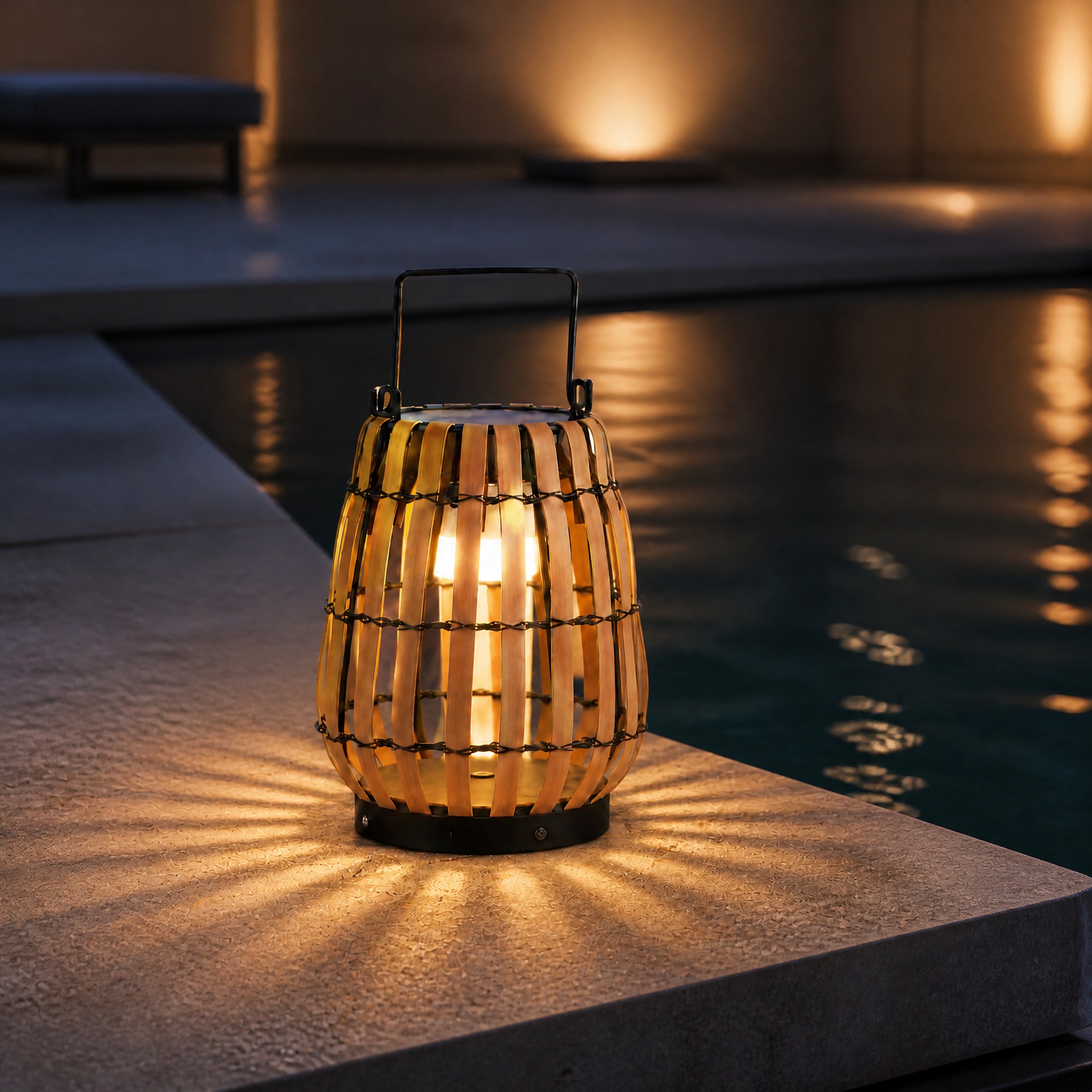 Lanterne Solaire Rotin Petit