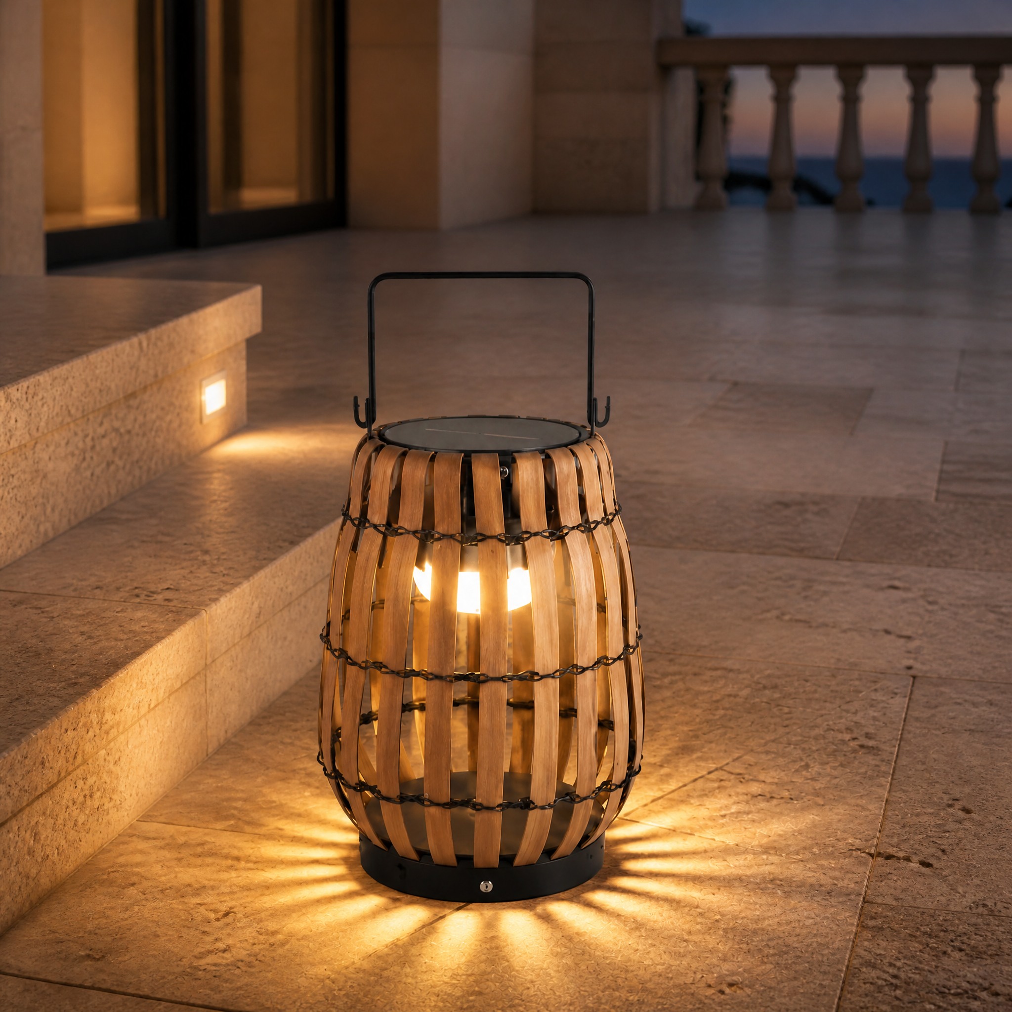 Lanterne Solaire Rotin pour terrasse