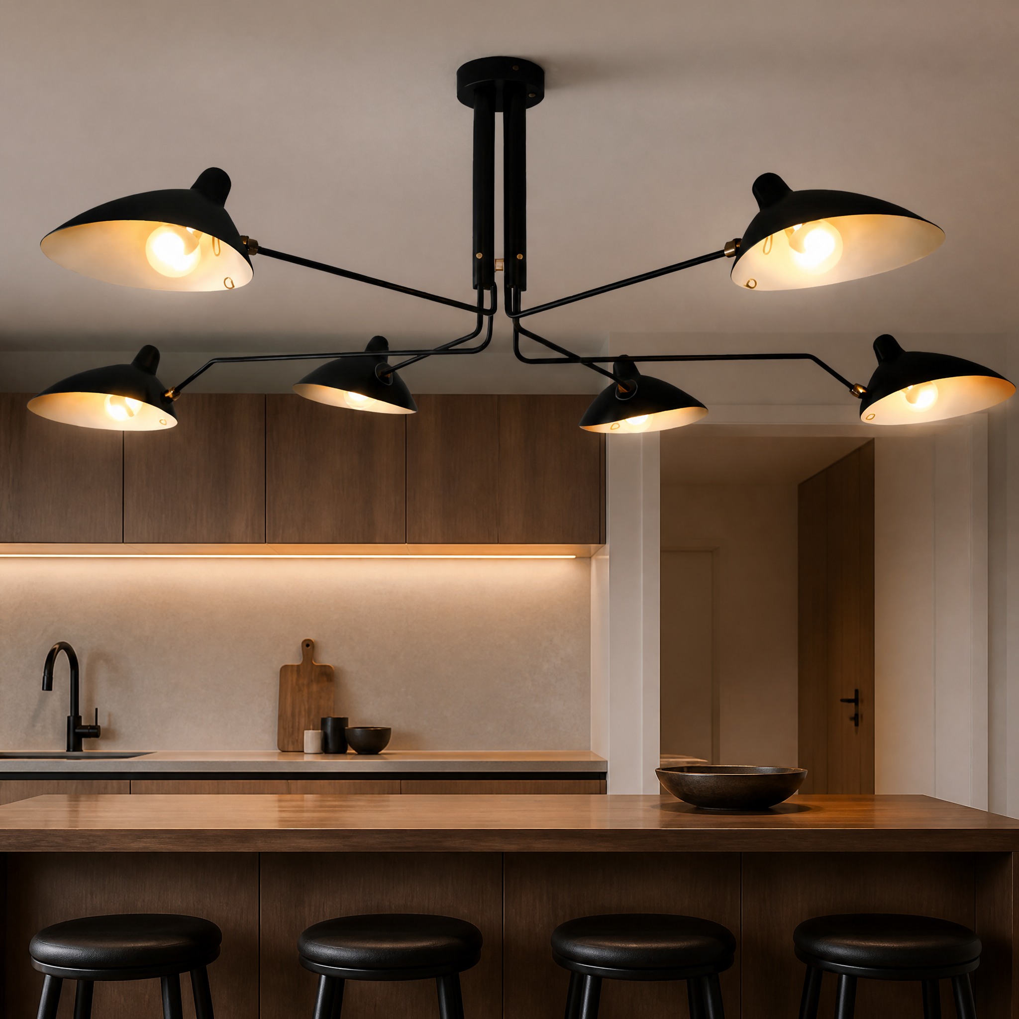 Lustre 3 Branches Noir surface éclairée 10 à 15 m²