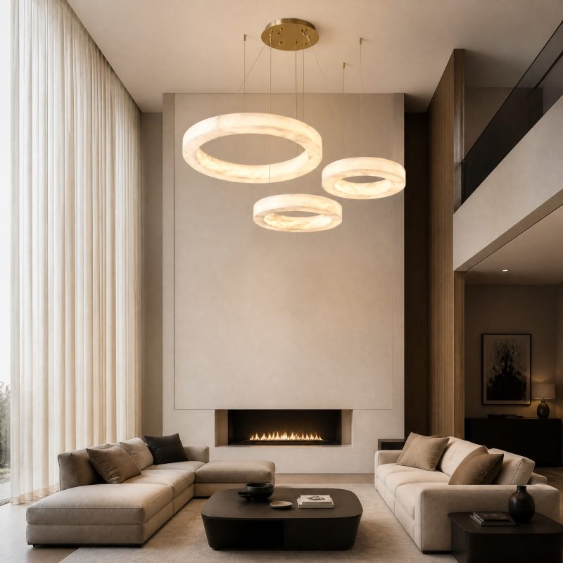 Lustre Anneaux Albâtre suspension annulaire