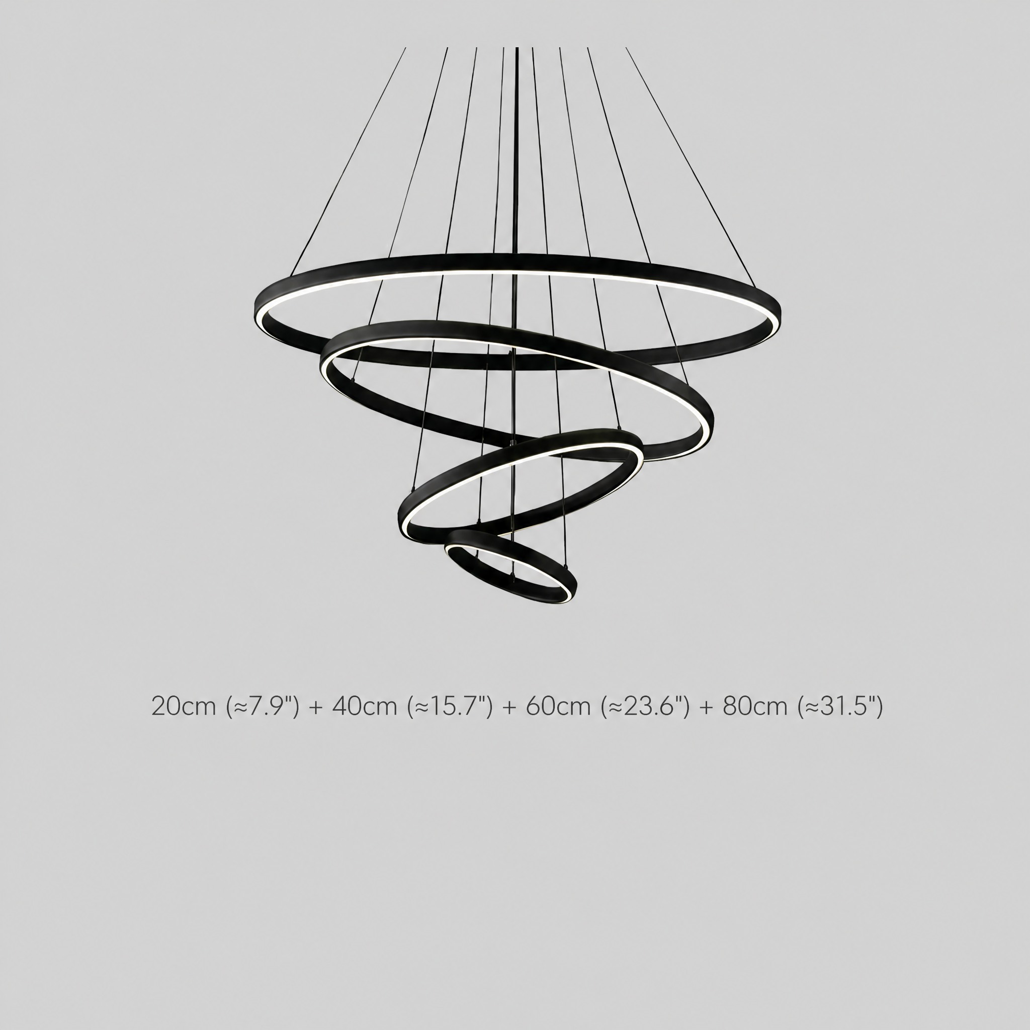 Lustre Anneaux Noir 3Anneaux / 40x60x80cm