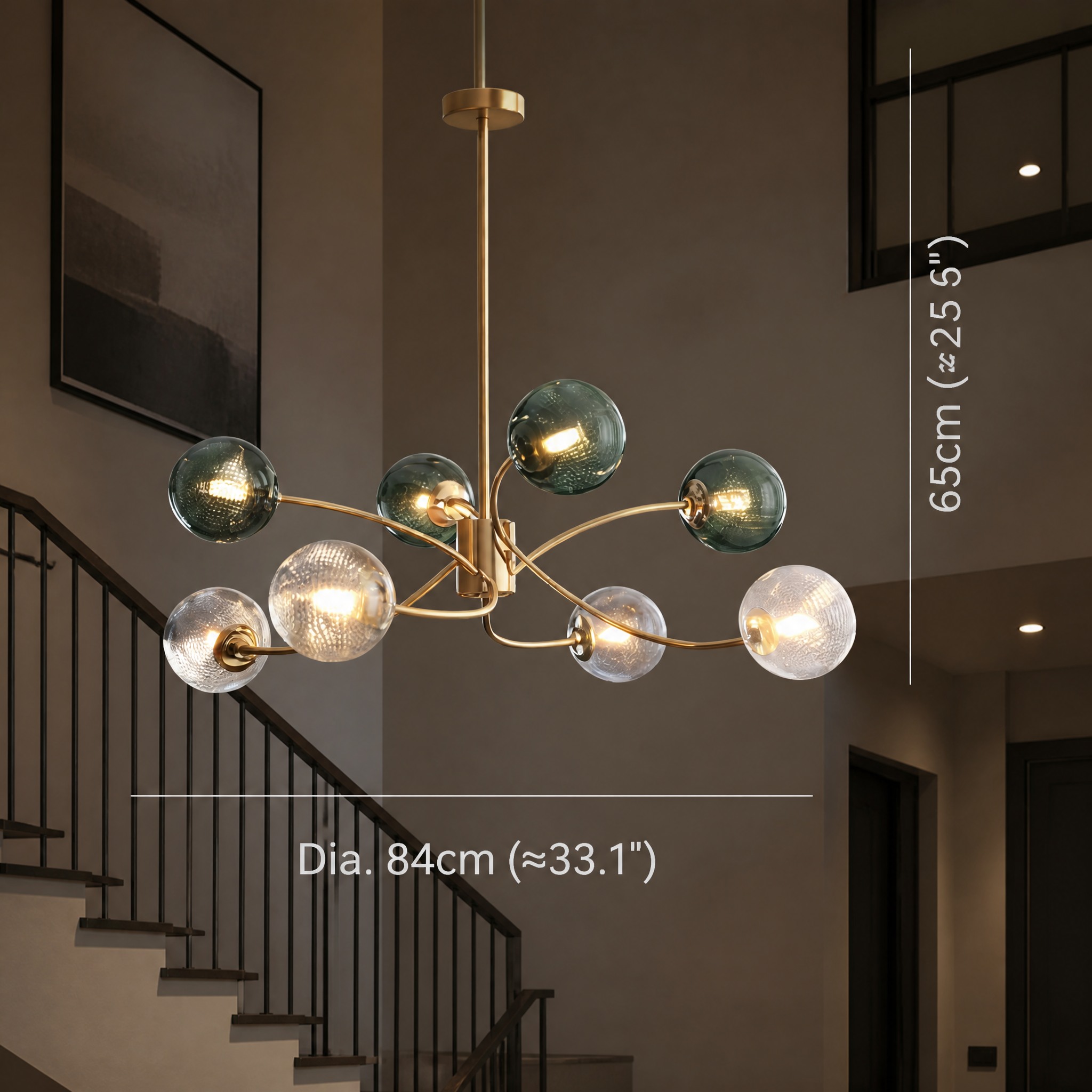 Lustre Boules de Verre 8 lumières