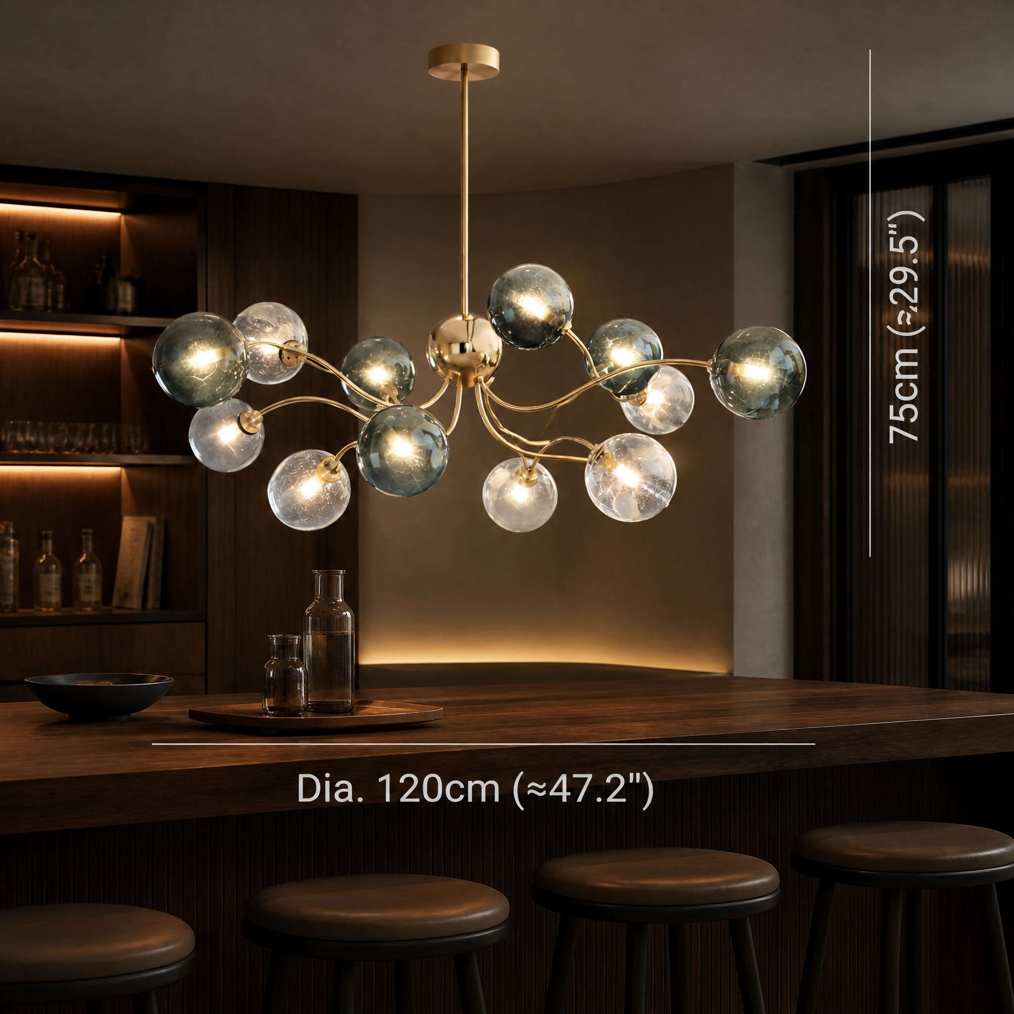 Lustre Boules de Verre 12 lumières