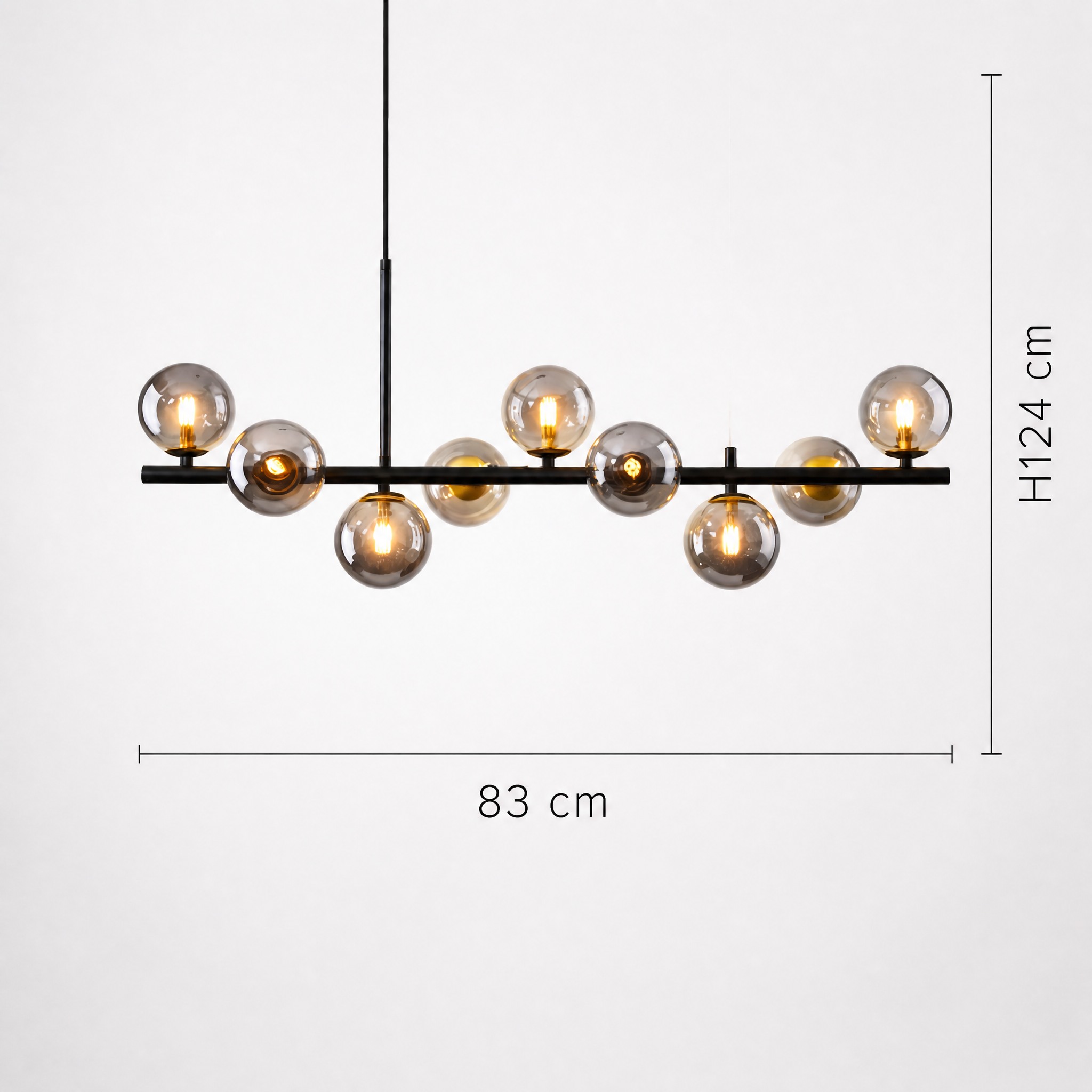 Lustre Bulles de Verre dimensions 83 x 124 cm