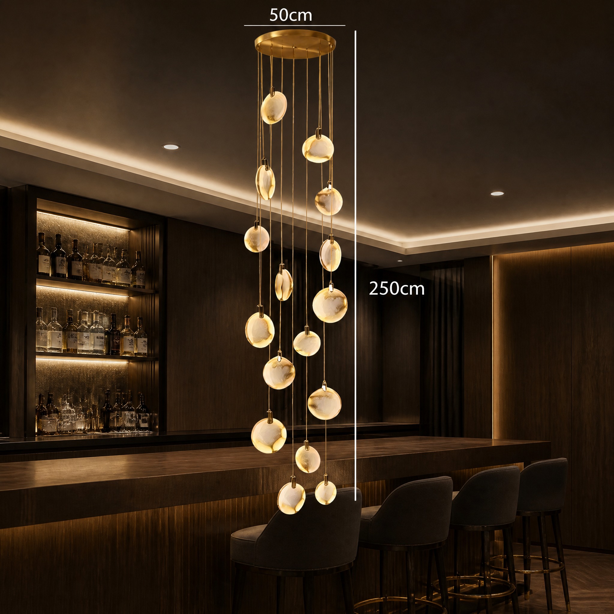 Lustre Cascade Albâtre 15 têtes