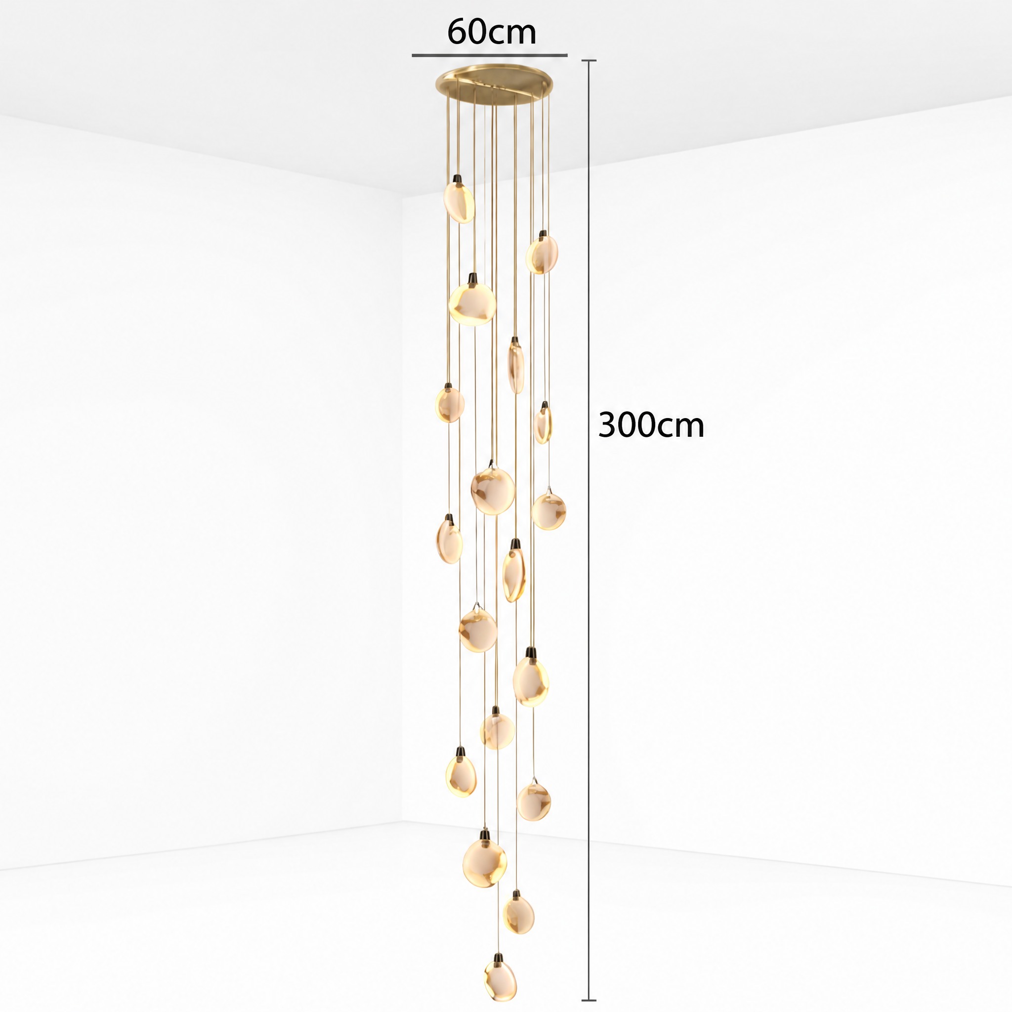 Lustre Cascade Albâtre longueurs 150 à 400 cm selon le modèle