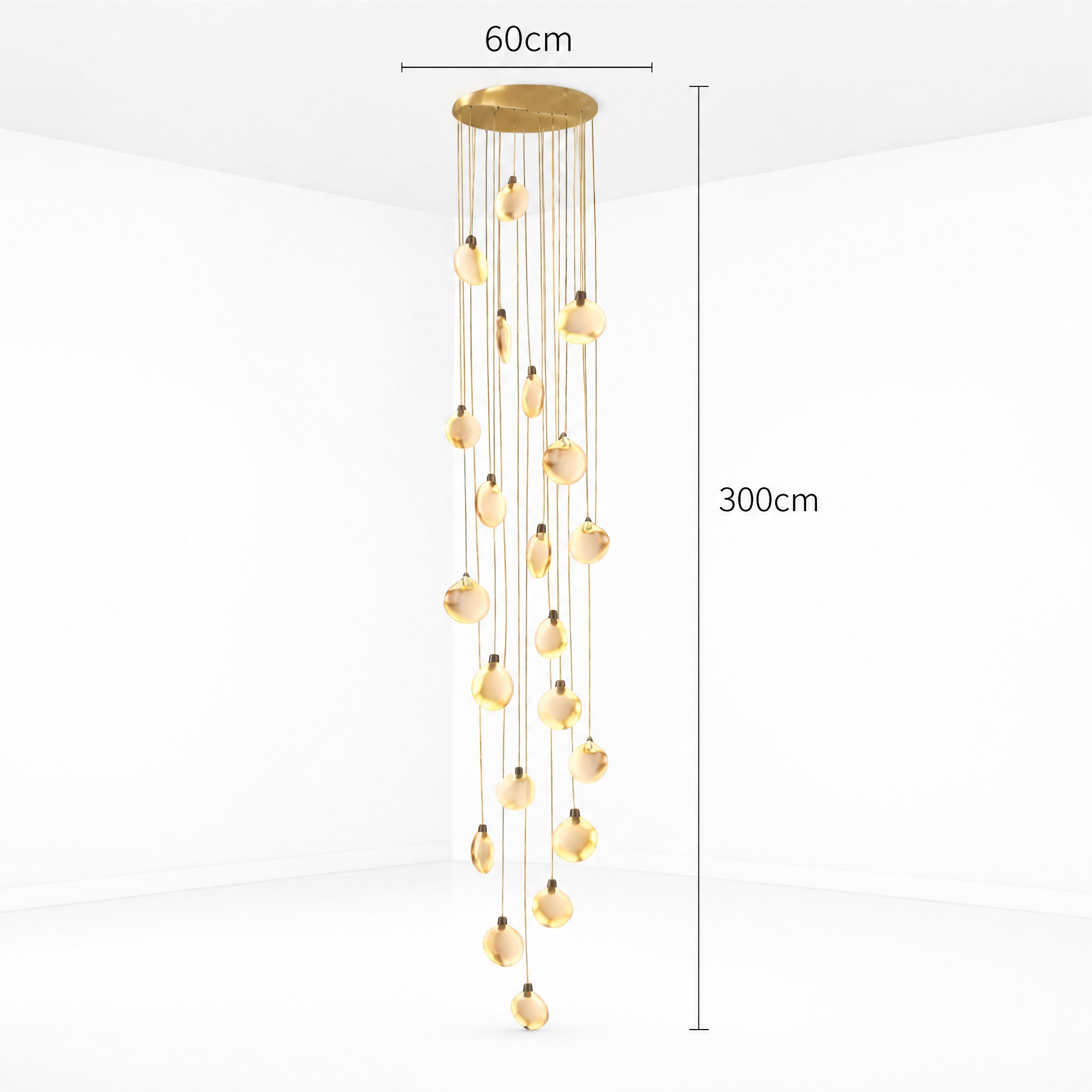 Lustre Cascade Albâtre surface éclairée 5 à 20 m² selon le modèle