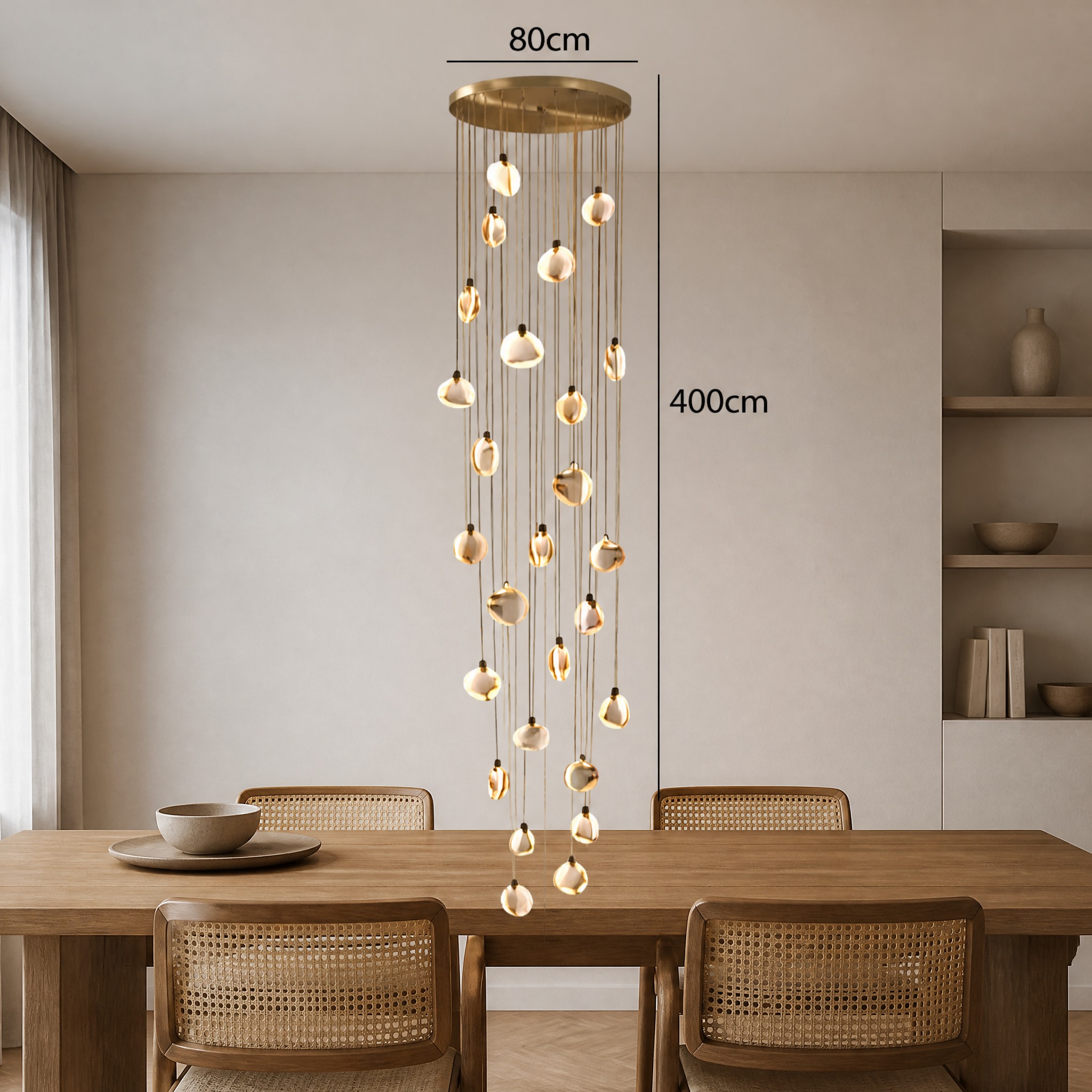 Lustre Cascade Albâtre 27 têtes