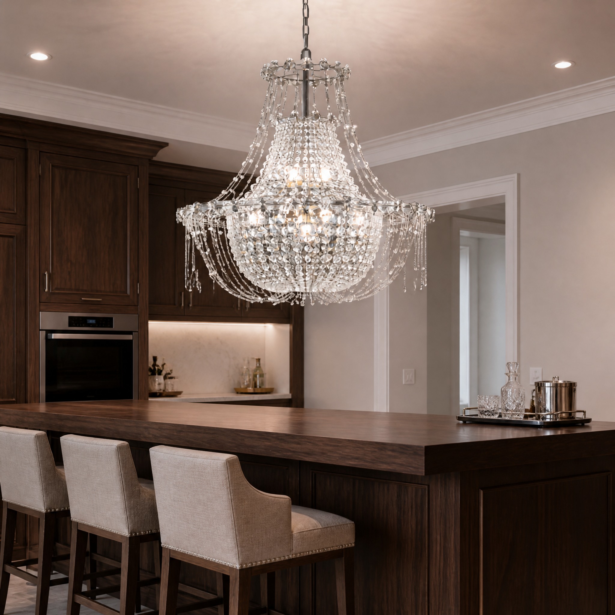 Lustre en Cristal acier inoxydable et cristal K9