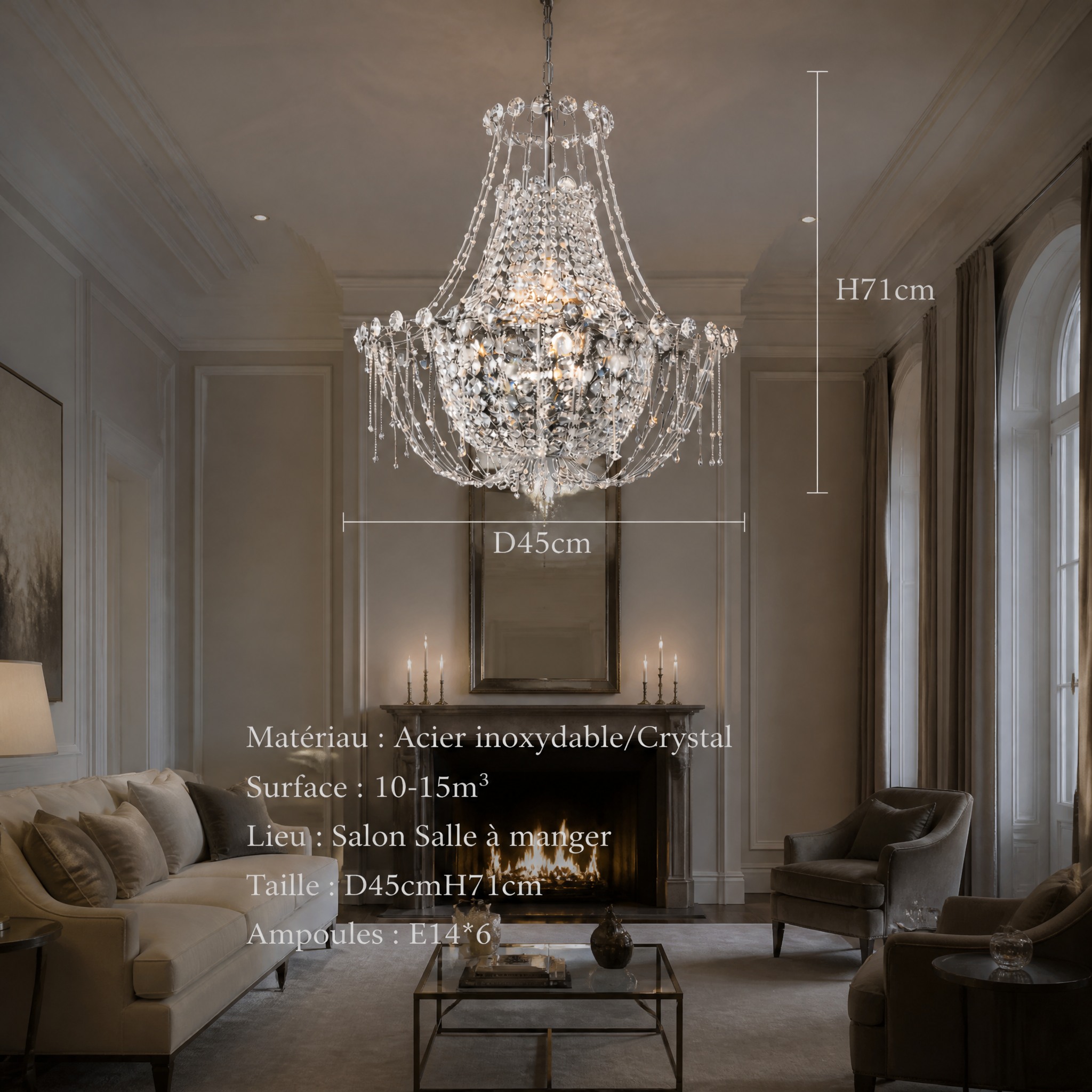 Lustre en Cristal 45 cm