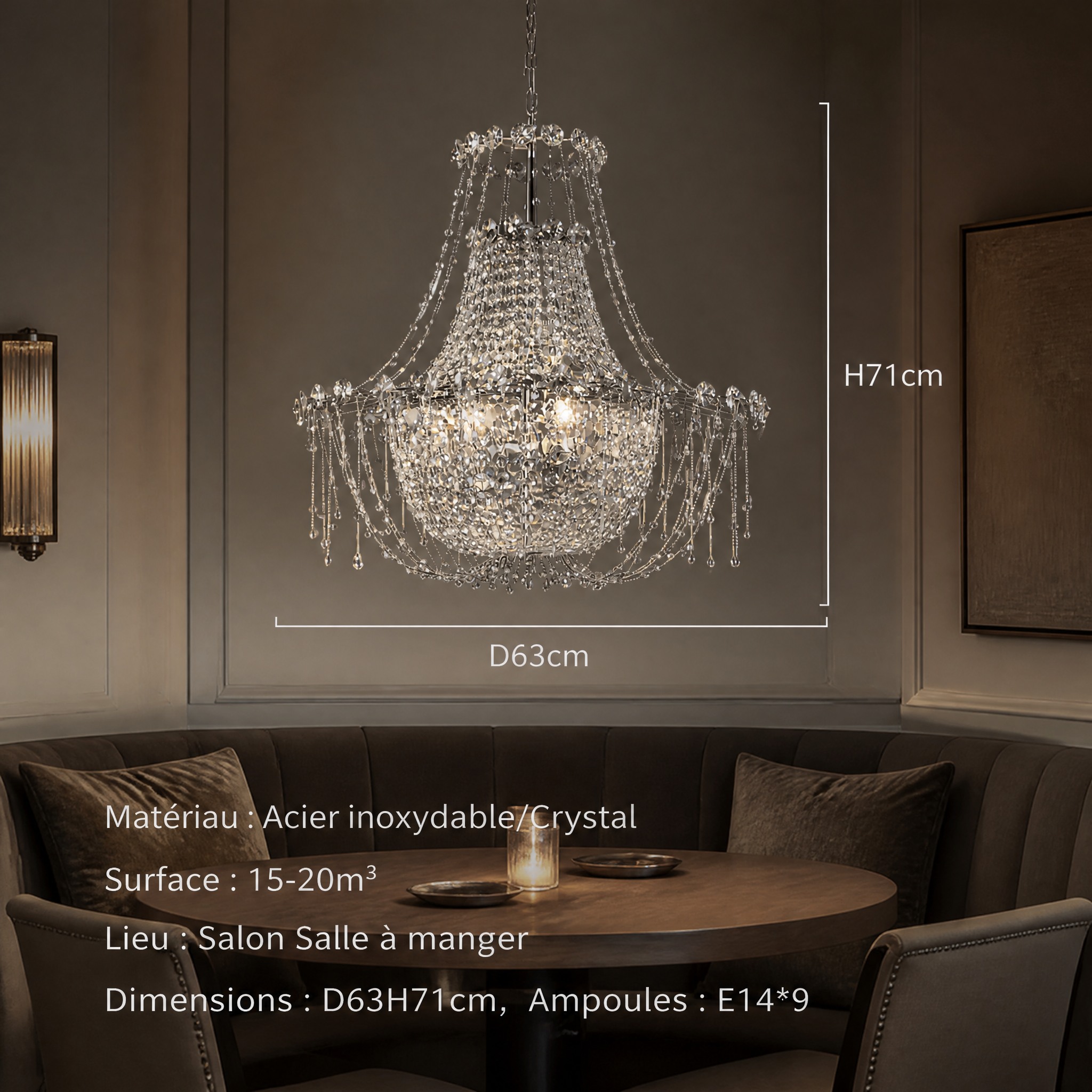 Lustre en Cristal 63 cm