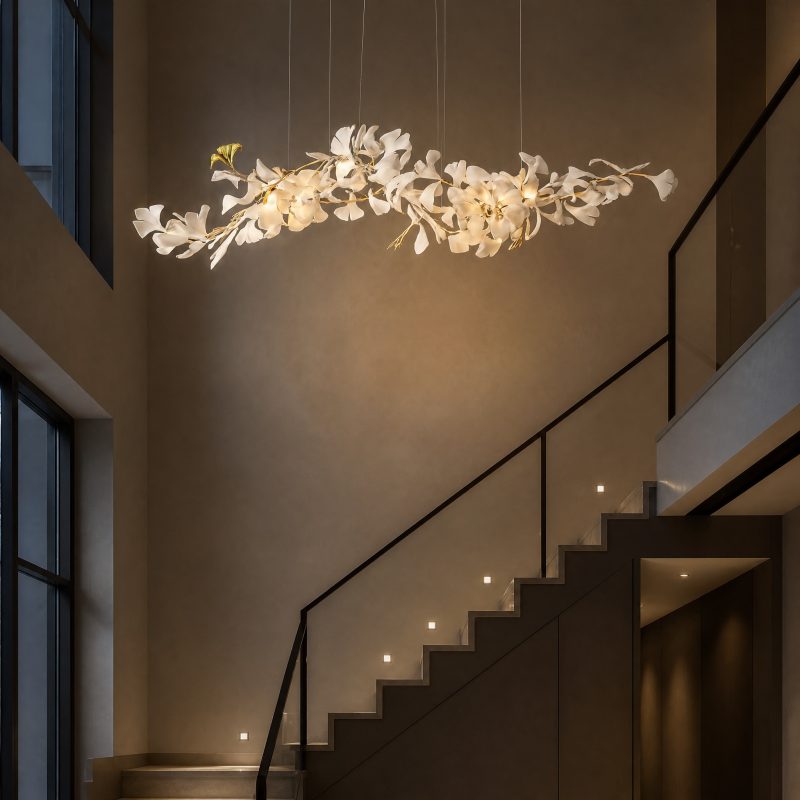 lustre-ginkgo-porcelaine-1 Lustre Ginkgo Porcelaine suspension lustre à branche